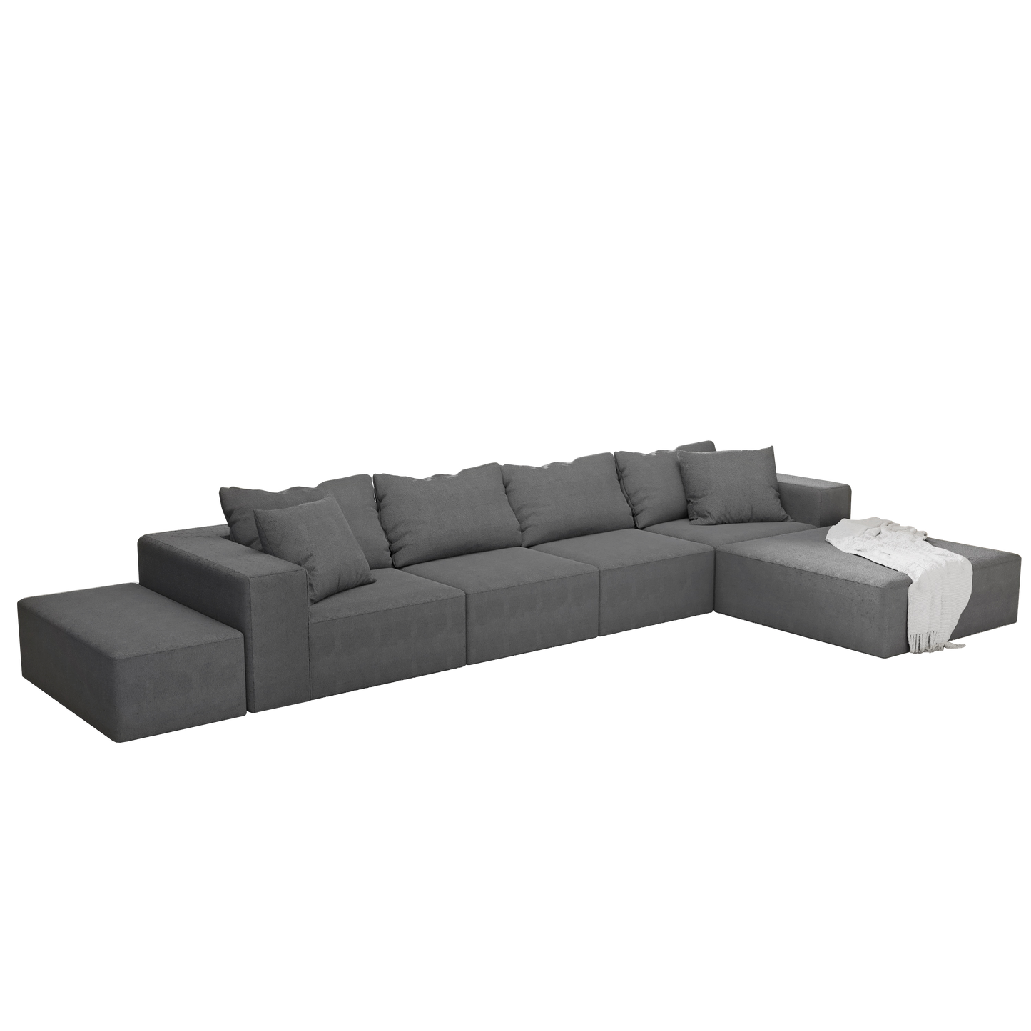Modern Upholstered Sectional Sofa Couch Set,Modular 132" L Shaped Sectional Living Room Sofa Set With 6 Pillows,Free Com