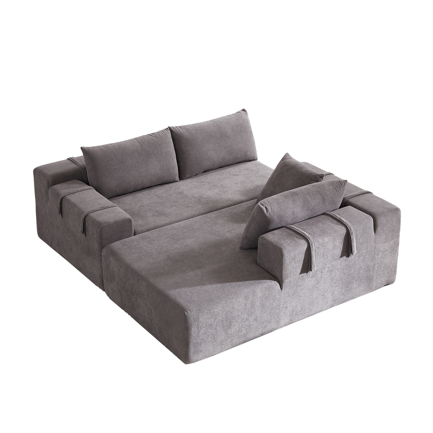 Modern Chenille Upholstered Sectional Sofa Couch Set,Modular 108" L Shaped Sectional Living Room Sofa Set With 6 Pillows