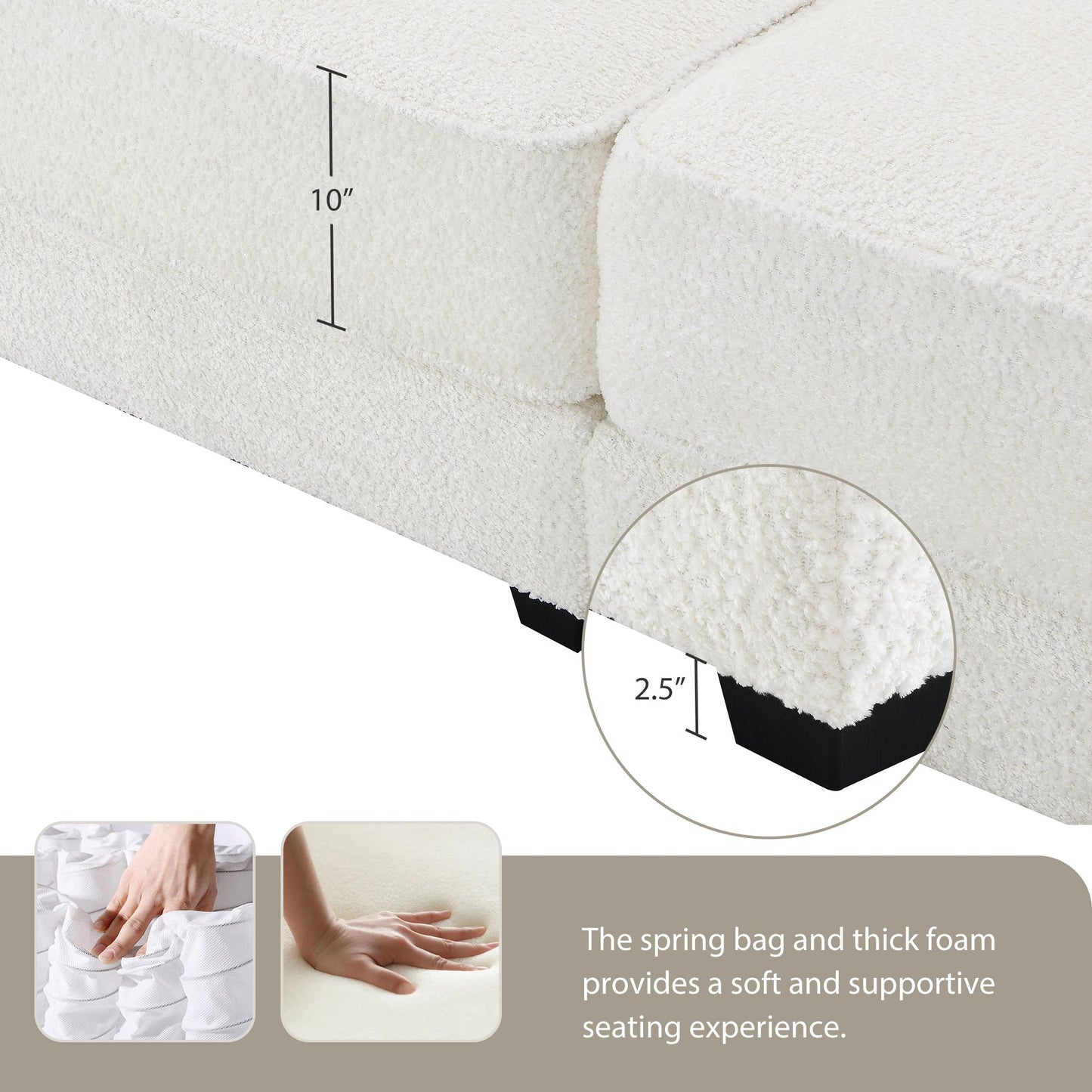 Free Combination Modular Convertible Sectional Sofa Bed Set, 4 Seat Upholstered Sleeper Corner Couch, Deep-Seat Loveseat