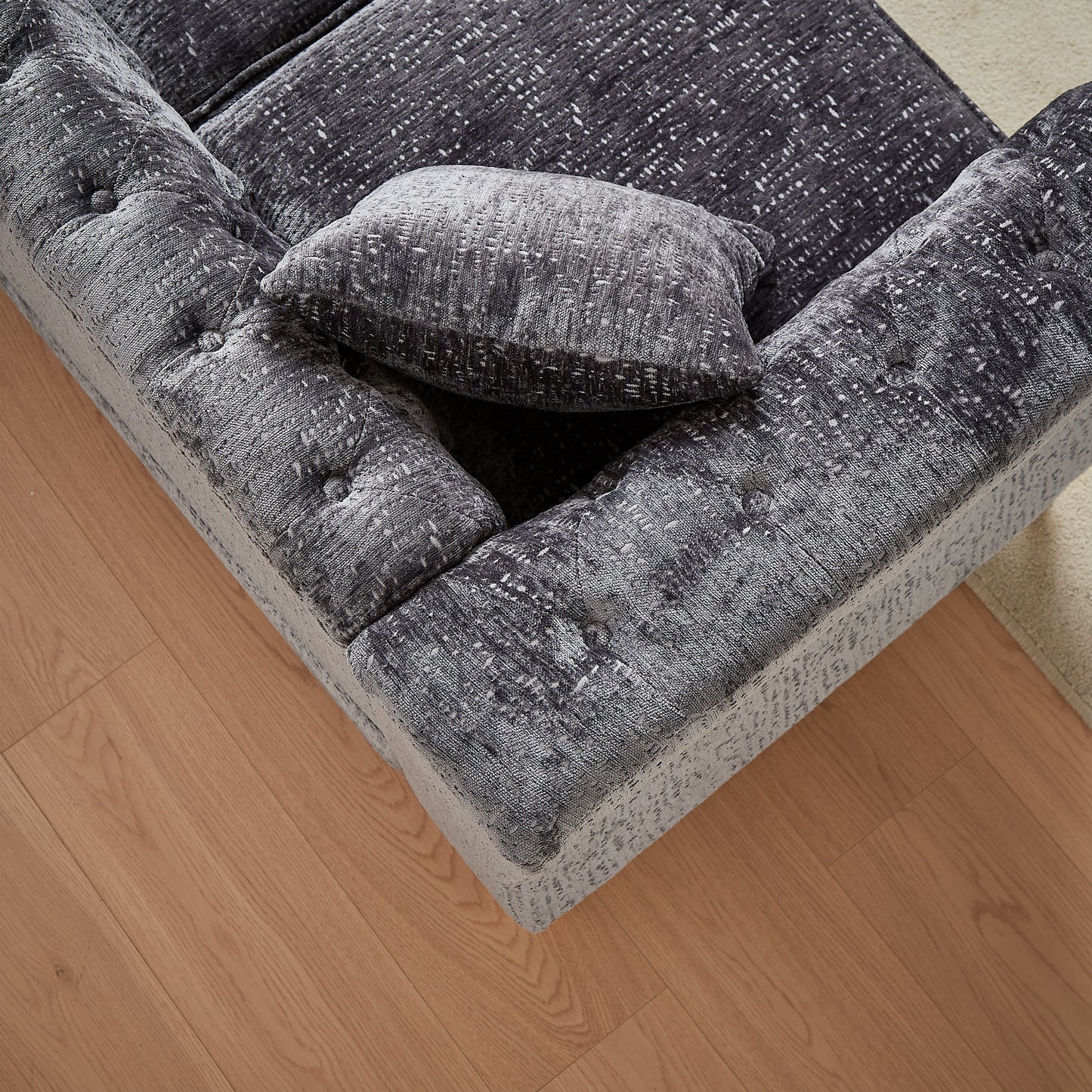 81.5-Inch Chenille Corner Sofa , L-Shaped Sectional Couch, 5-Seater Corner Sofas With 3 Cushions for Living Room, Bedroom