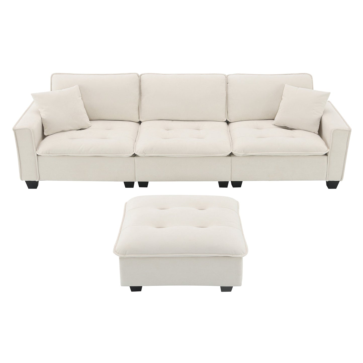 100*59" Modern Convertible Sectional Sofa,L-Shaped Reversible Couch Set With Free Pillows,4 Seat Suede Velvet Sleeper Sofa