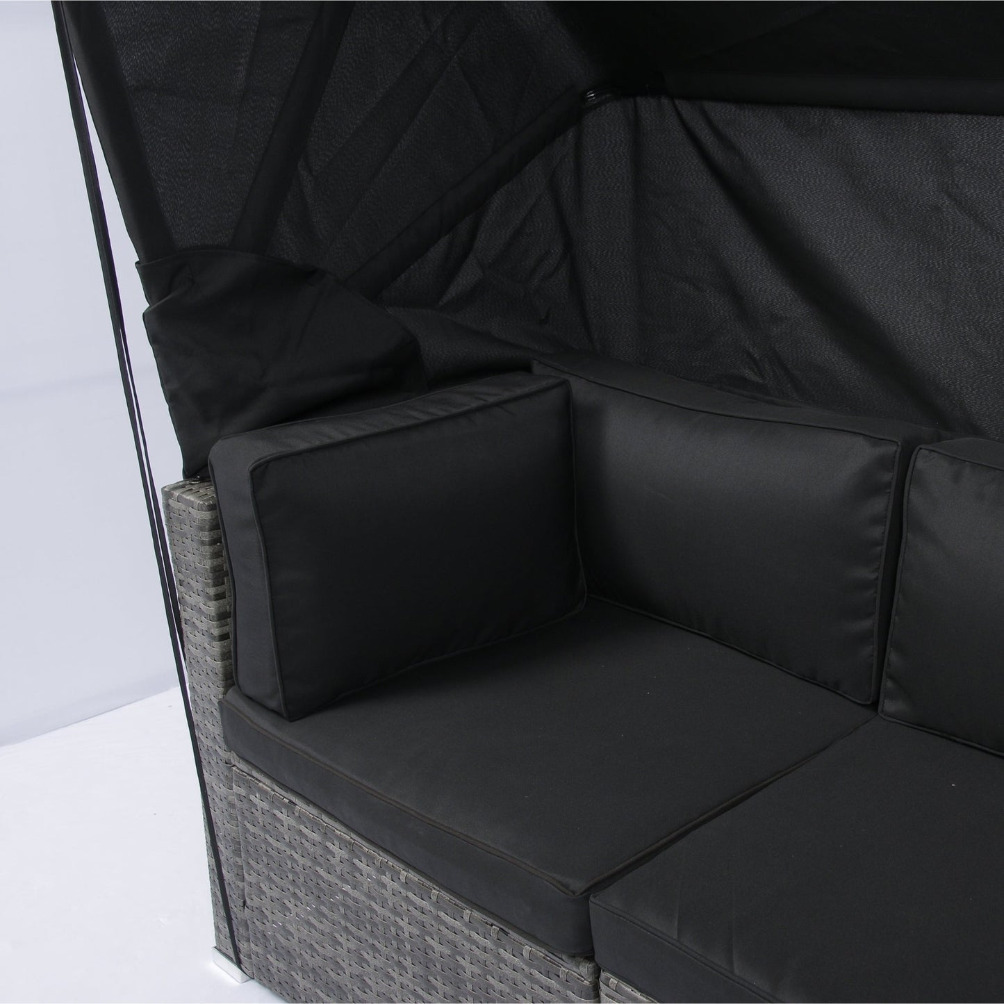 7-Piece Patio Furniture Set W/Retractable Canopy Wicker Rattan Sectional Sofa Set Patio Furniture With Washable Cushions