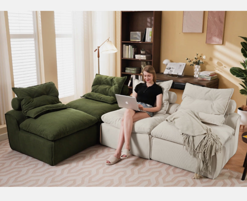 Modular Sofa,No Armrests,At Will DIY,Corduroy ,Neck Pillow-Back Lounge Sofa Chair,Reading Nook, or Apartment Living