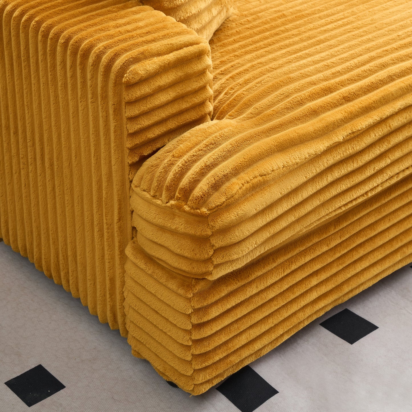 79.3 "Long, Corduroy Sofa With 4 Matching Pillows, Stylish Design Spacious and Comfortable 3-Seater Sofa Suitable