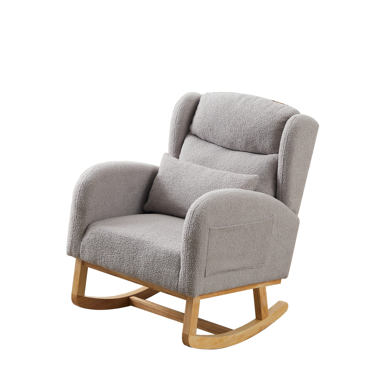 Modern Accent High Backrest Living Room Lounge Arm Rocking Chair, Two Side Pocket