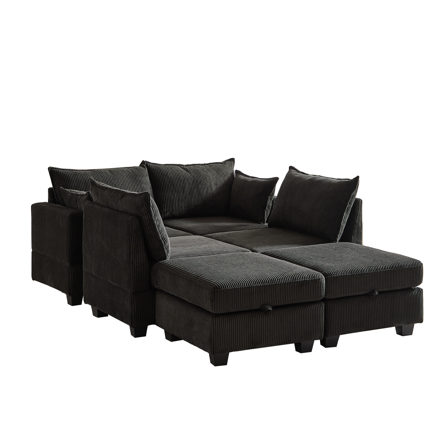 113.5'' Modular Sectiona Corduroy Sofa, Sectional Couches for Living Room U Shaped Sectional Couch With Storage Ottoman