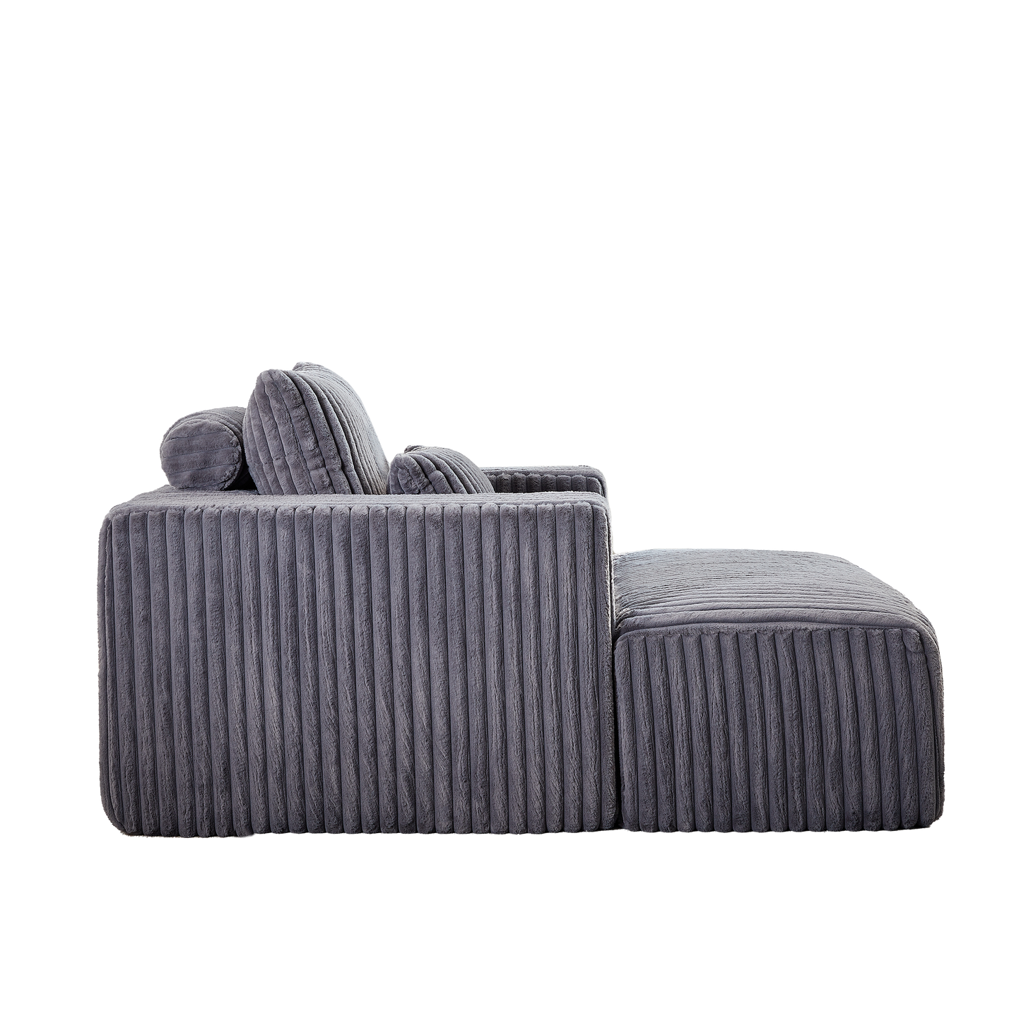 62.5-Inch Corduroy Sponge Sofa Lounge Chair With Removable Footrest,No Assembly Required,Fluffy Modern Sleeper Chair