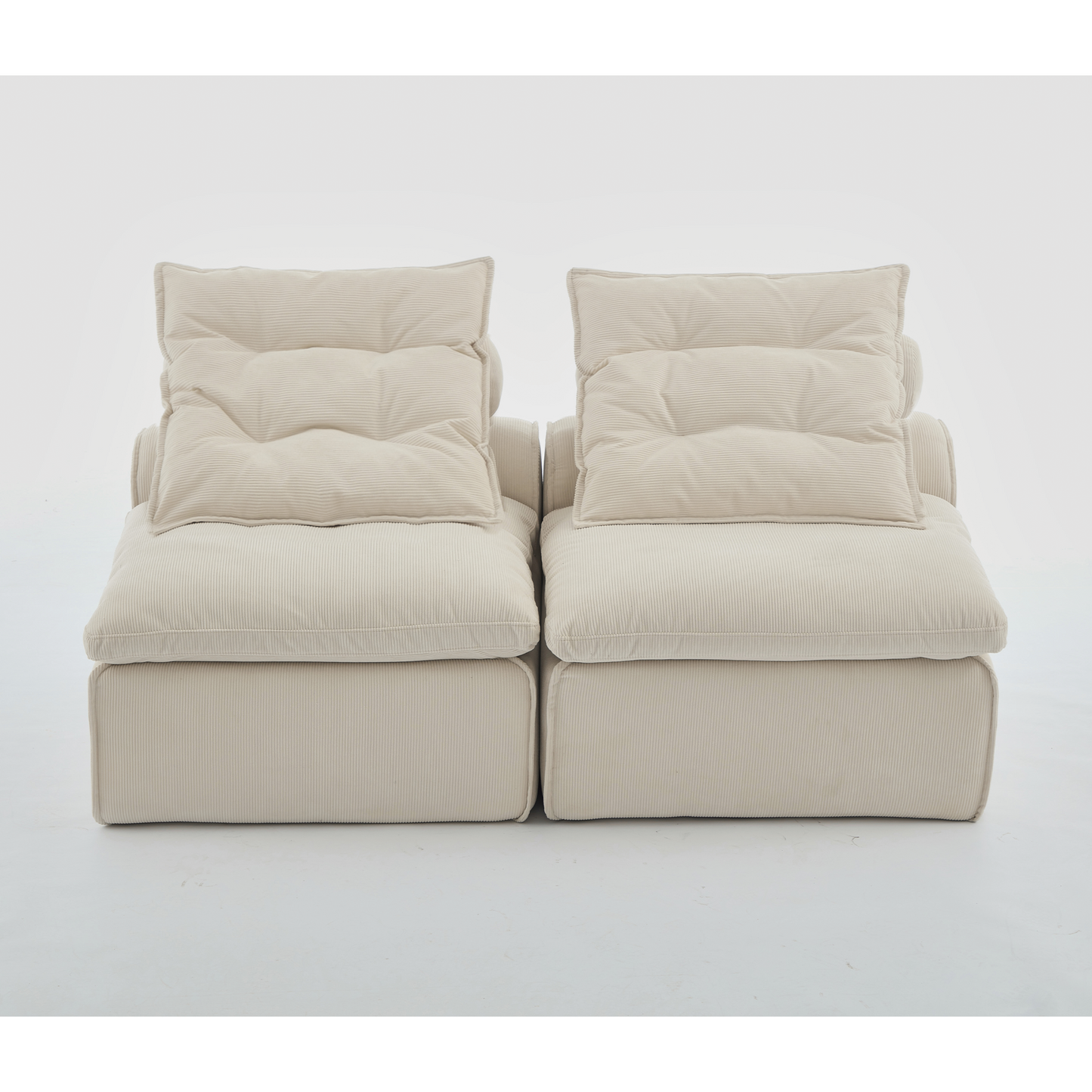 Modular Sofa,No Armrests,At Will DIY,Soft Corduroy Fabric,Neck Pillow-Back Lounge Sofa Chair,Reading Nook, or Apartment