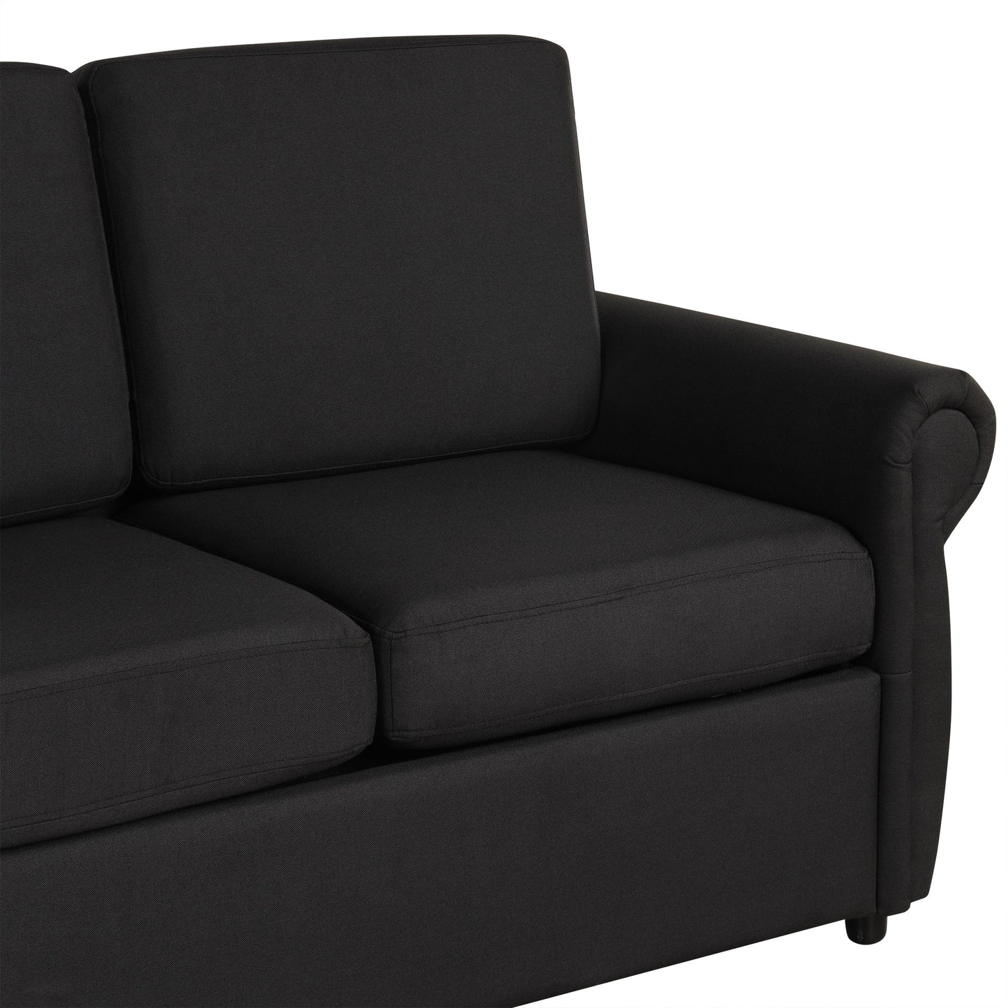 57.9" Pull Out Sofa Bed Loveseat Sleeper With Twin Size Memory Mattress With Two USB Ports for Living Room Spaces, Black