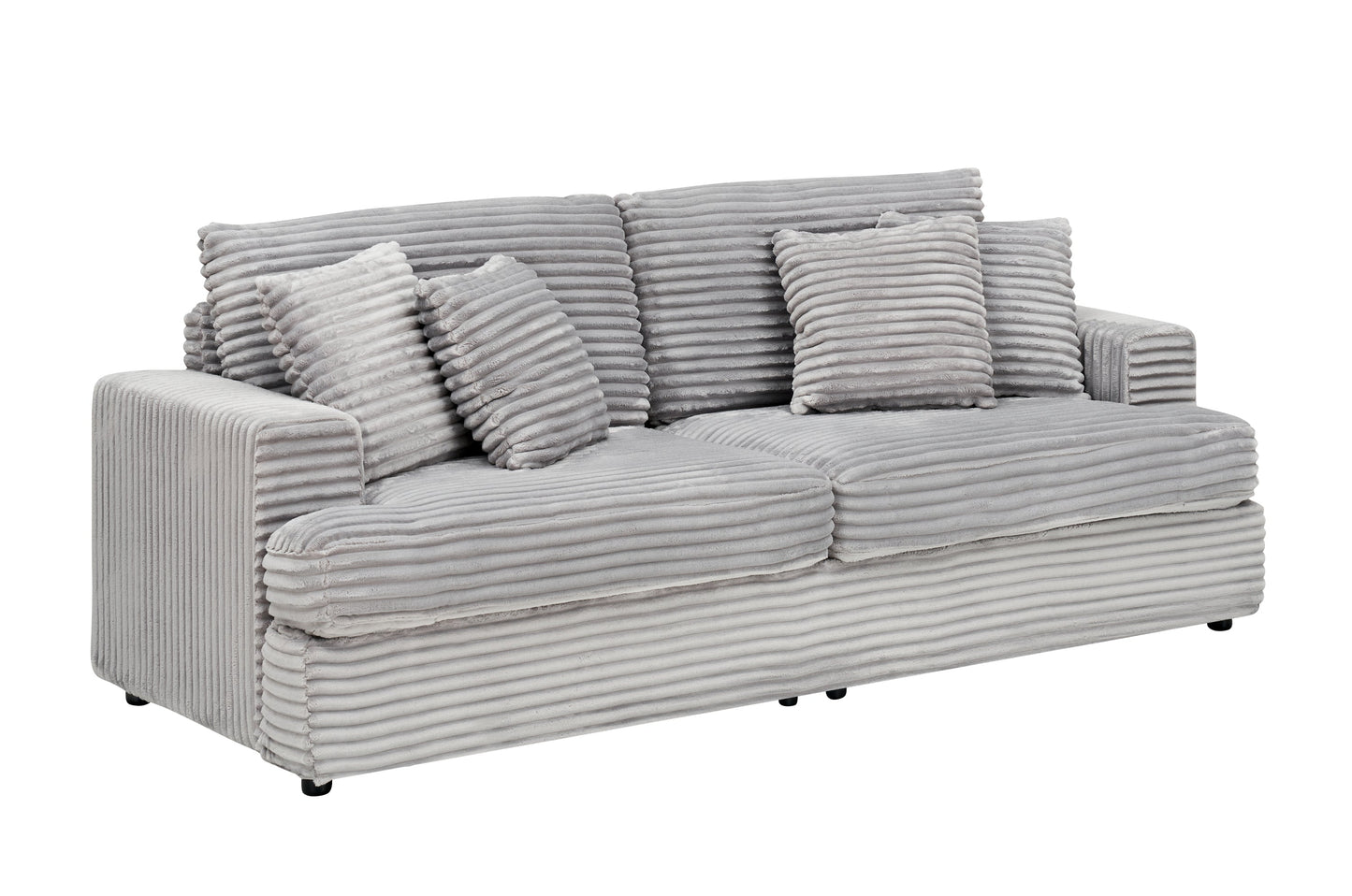 79.3 Inches Long, Corduroy Sofa, With 4 Matching Toss Pillows Sleek Design Spacious and Comfortable 3 Seater Couch