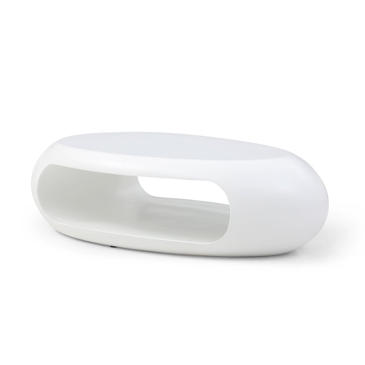 53.93" Oval Coffee Table, Sturdy Fiberglass Table for Living Room, White, No Need Assembly