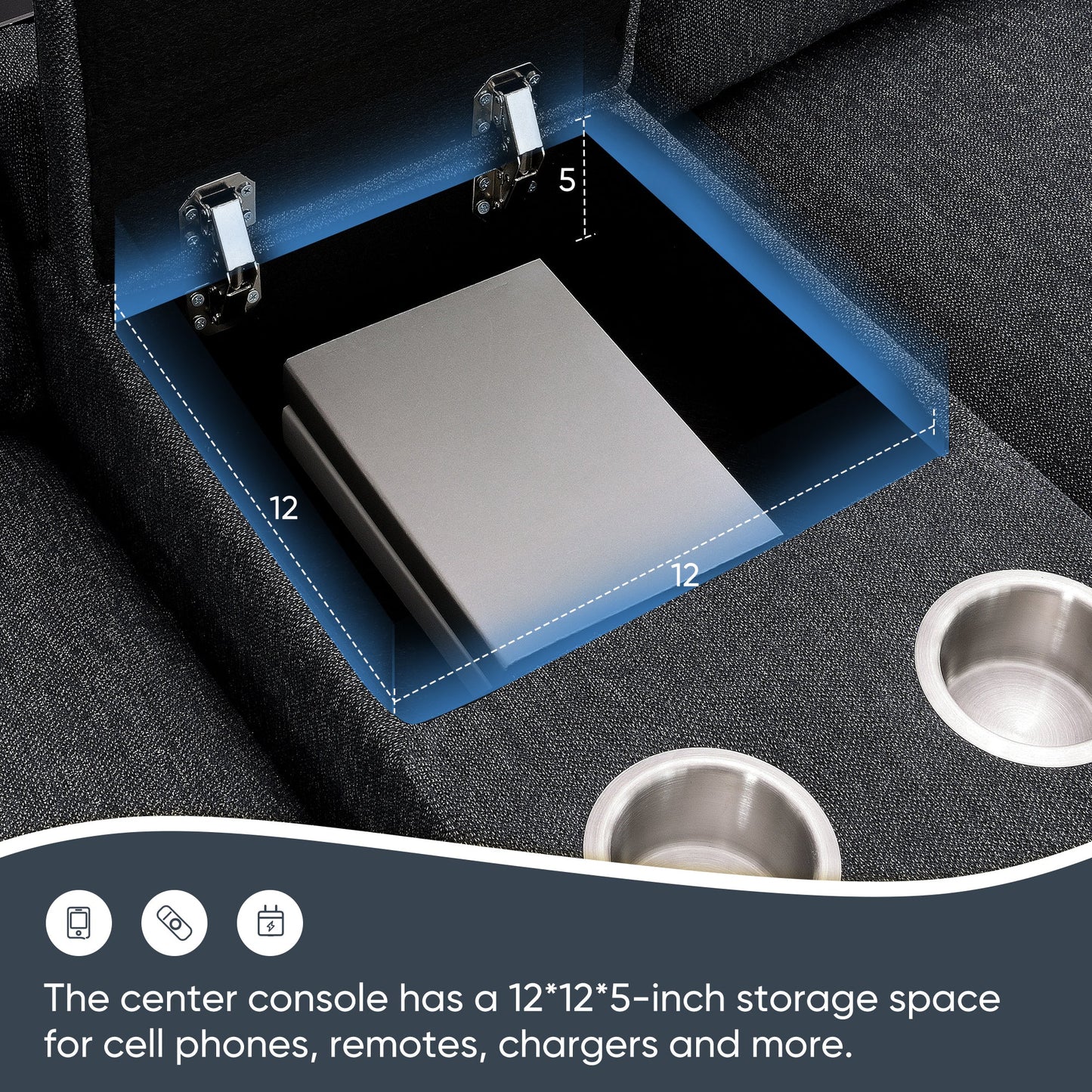 109*57"Modern Sectional Cloud Sofa With Console,USB Charging Port,Reading Light,Cup Holder,4 Seat Chenille Modular Couch