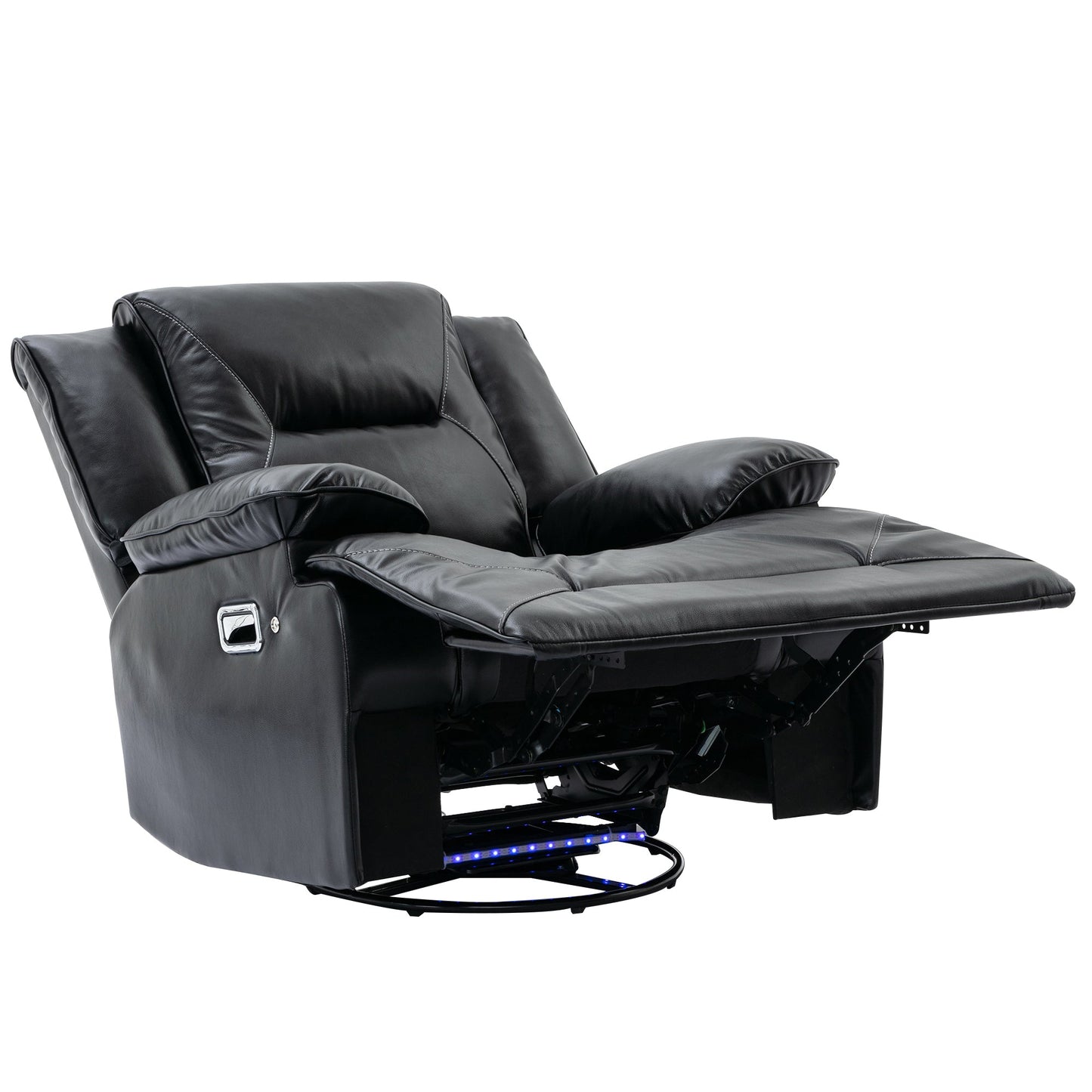 360° Swivel and Rocking Home Theater Recliner Manual Recliner Chair With a LED Light Strip for Living Room,Bedroom