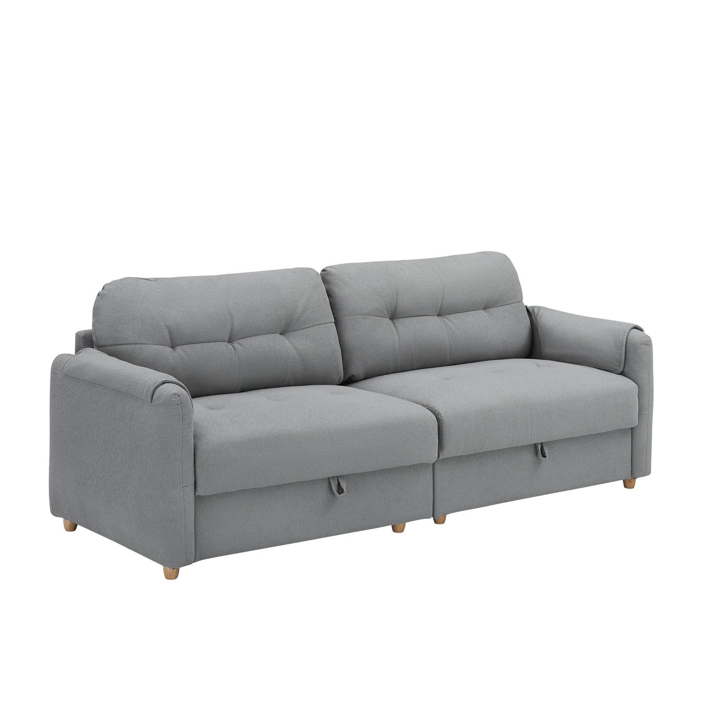 79.50 Inches Long, Teddy Cotton Linen Sofa Fabric, With Metal Conical Long Legs, Metal Strip Matching, Stylish