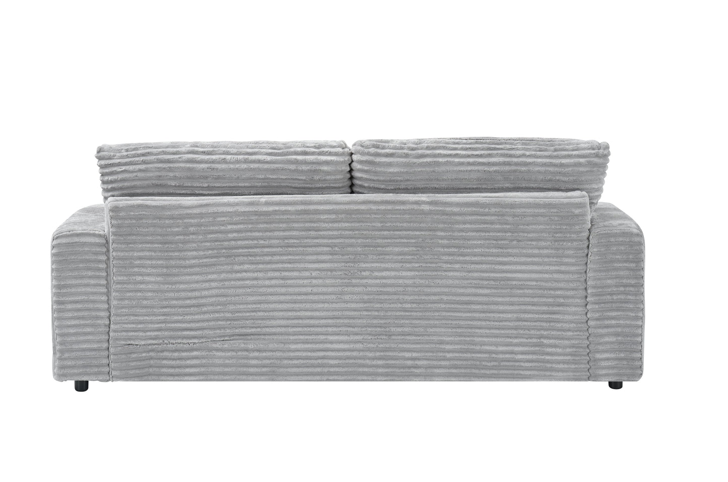 82 Inches Gray Corduroy Sofa, Two Storage Feet +4 Throw Pillows, Create a Living Room, Office Fashion New Darling