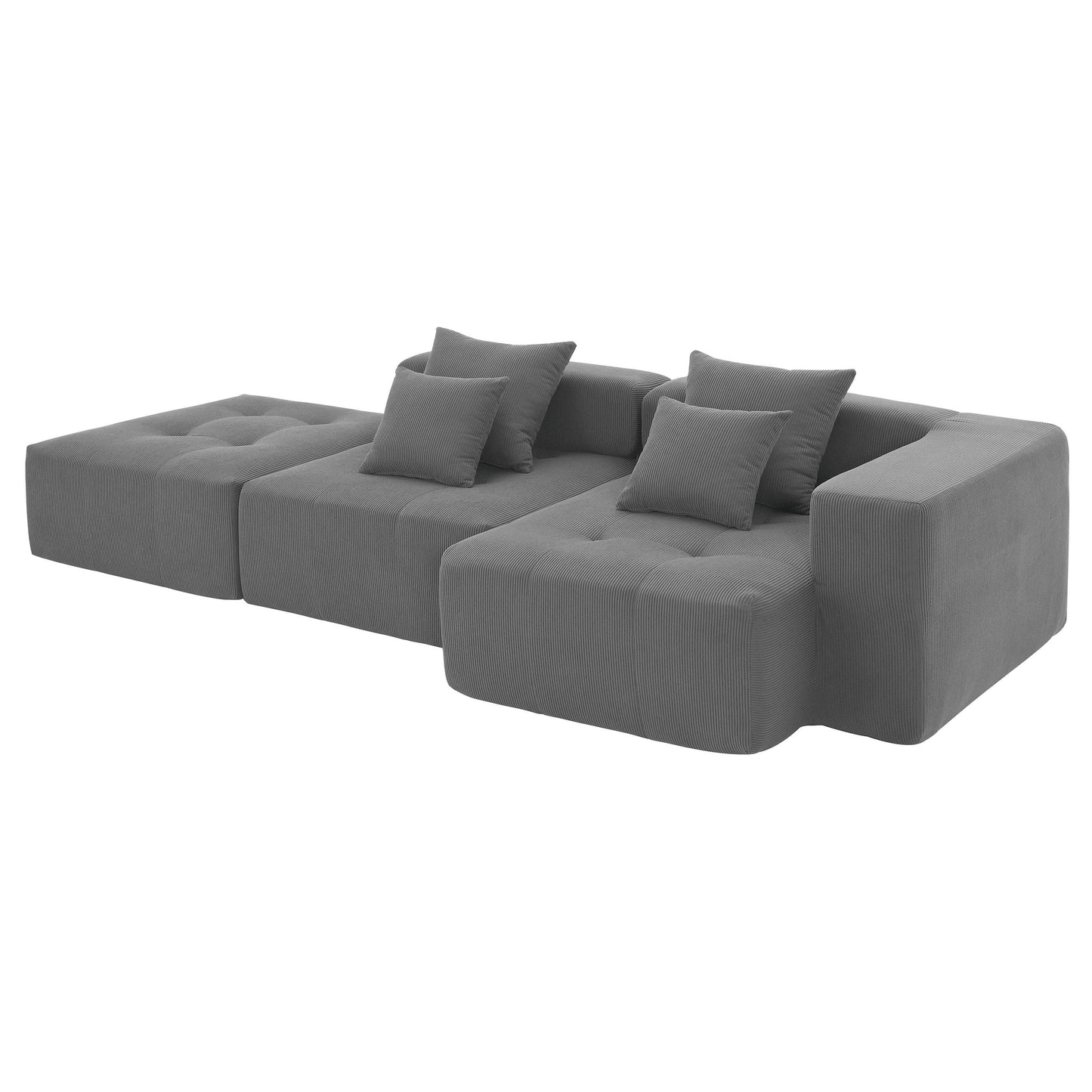 105.5''L Shaped Modular Sectional Sofa,Minimalist Corduroy Floor Couch Set,Convertible Foam-Filled Cloud Compressed Couch