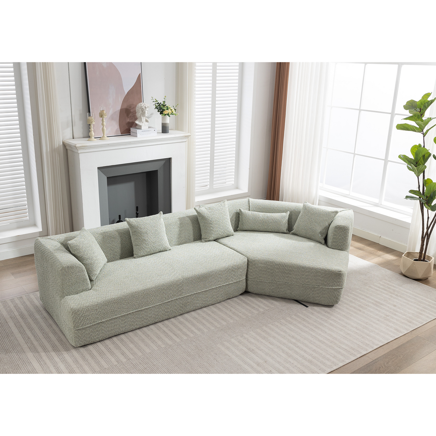 Modular Sofa , Modern Minimalist Style Sofa, Upholstered , Free Combination, Round Fiber Fabric, Anti-Wrinkle Fabric