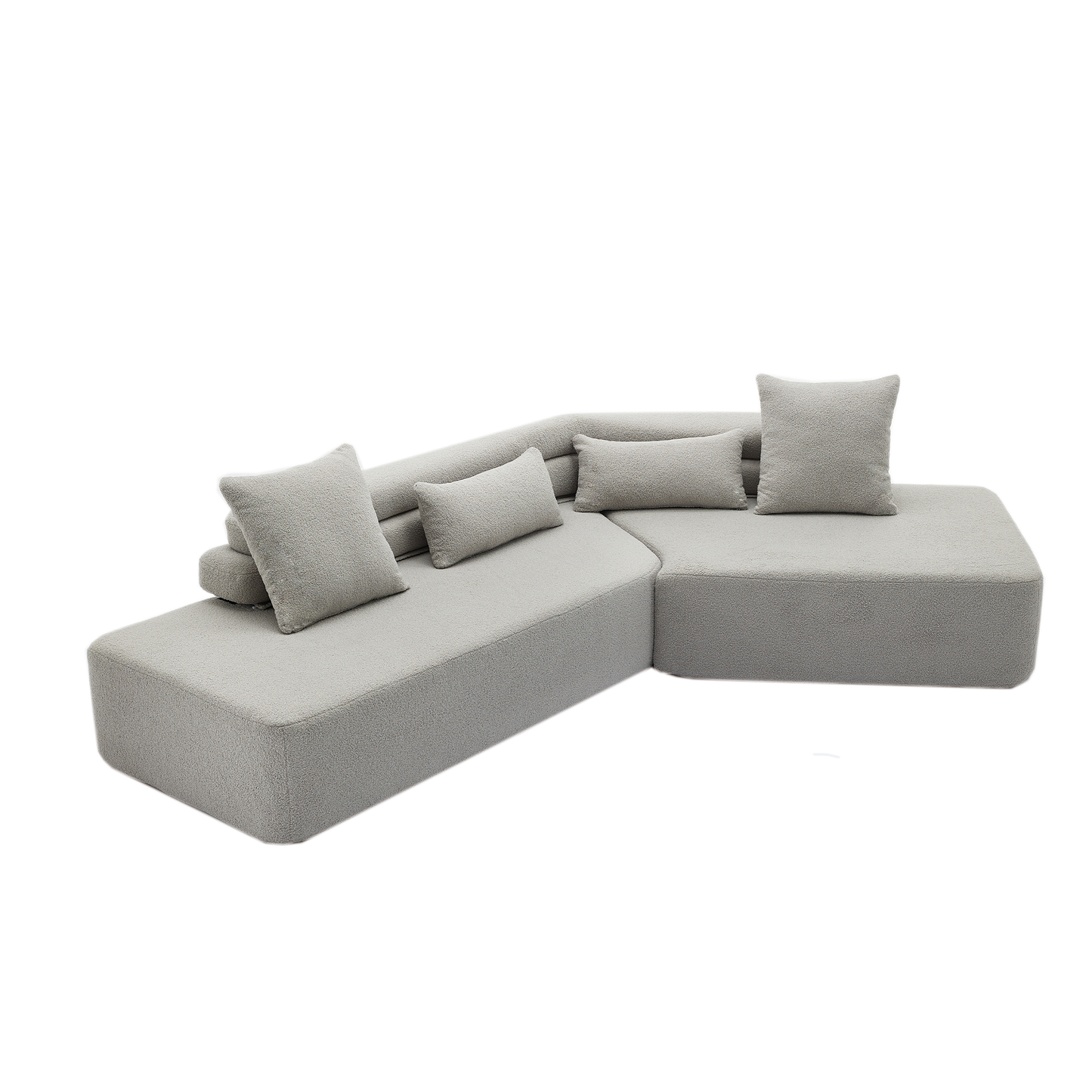 128"Minimalist Cloud Sectional Couch ,Modern Couches ,4-Seater ,No Assembly,Two Modular Sofa,Boucle Teddy Fabric