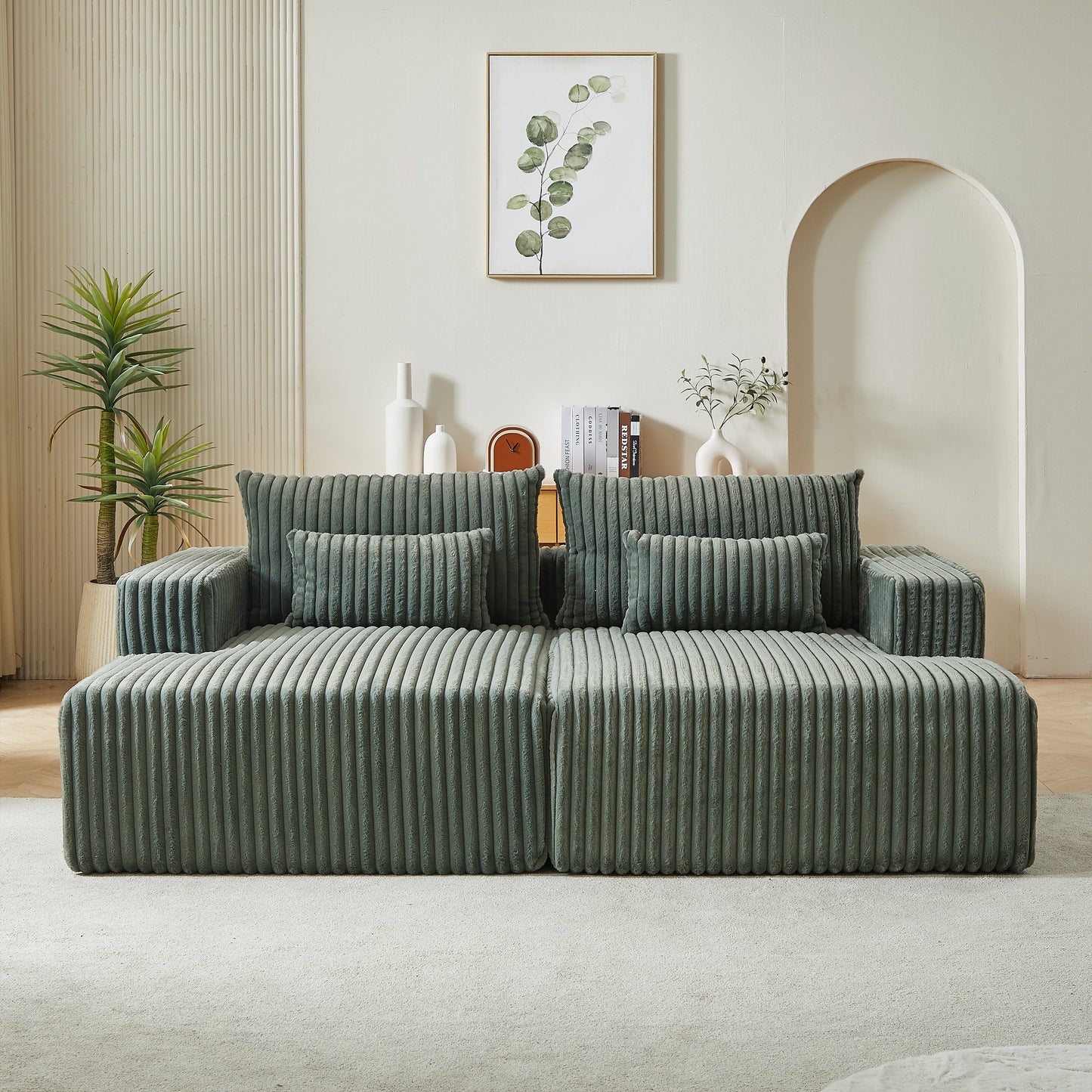 87" Oversized Sectional Lounge Chaise ,No Assembly Required,Cloud Plush Loveseat With Reclining Sofa Bed,Fluffy Modern
