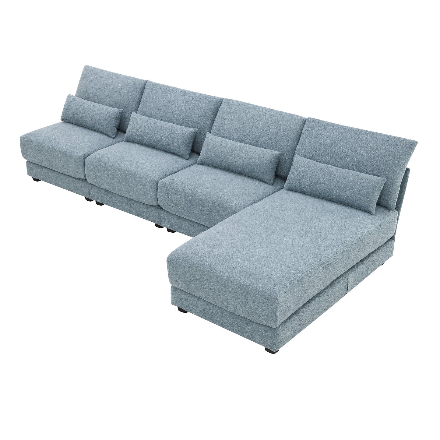 120*61" Oversized Deep Seat Sectional Sofa With Reversible Chaise,Loop Yarn Fabric 5-Seat Armless Indoor Furniture