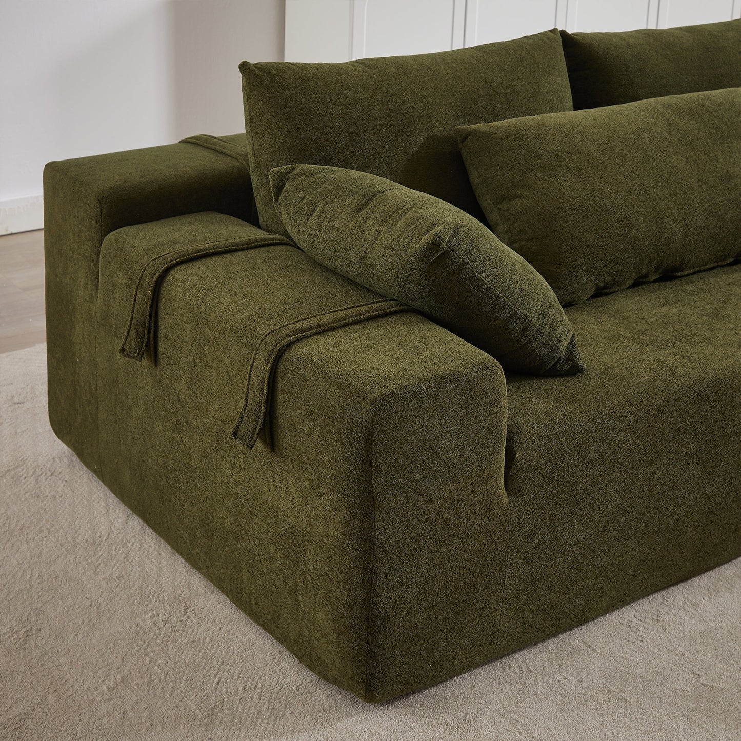 Modern Chenille Upholstered Sectional Sofa Couch Set,Modular 108" L Shaped Sectional Living Room Sofa Set With 6 Pillows