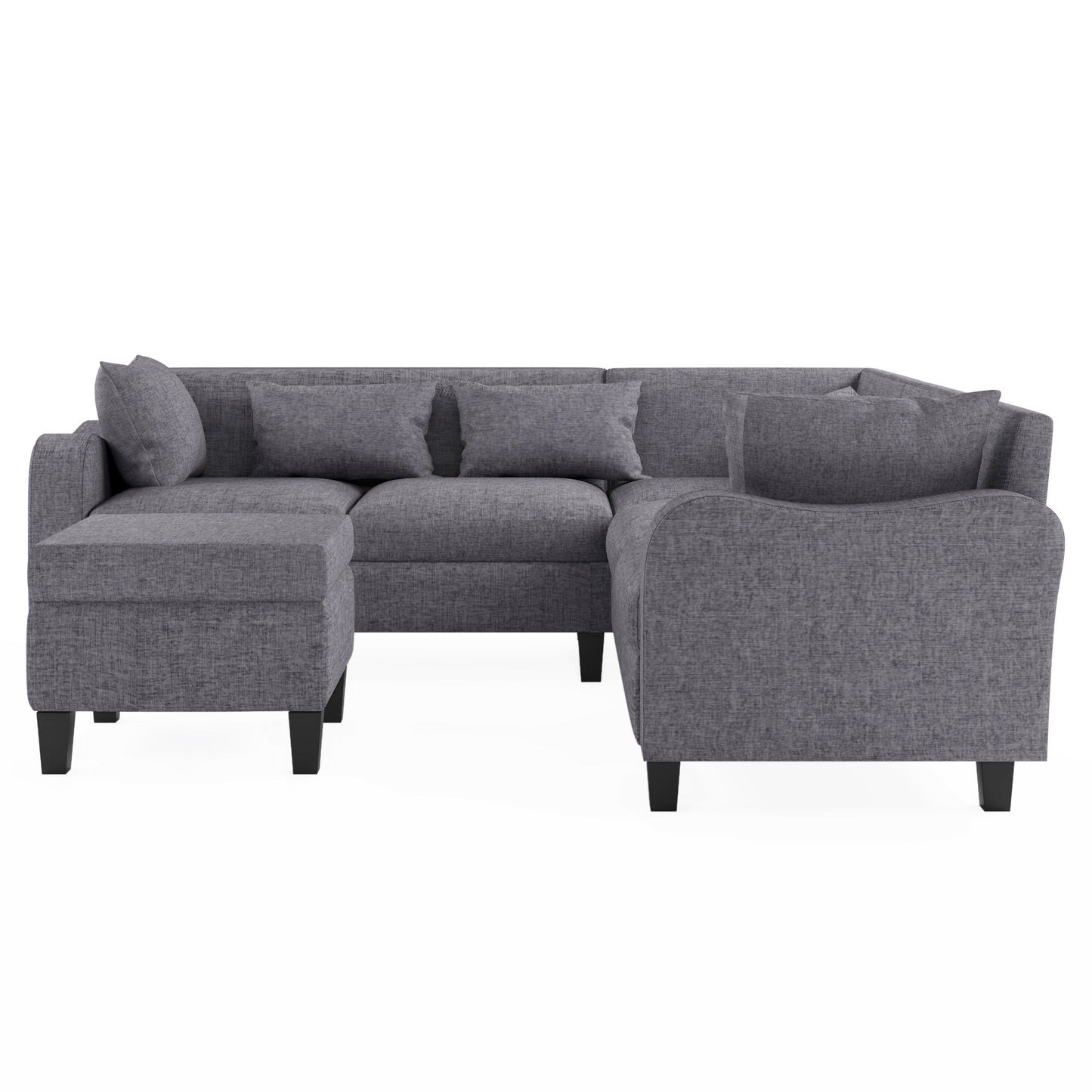 87" Modern Sectional Sofa With Coffee Table,6-Seat Couch Set With Storage Ottoman,Various Combinations,L-Shape Indoor