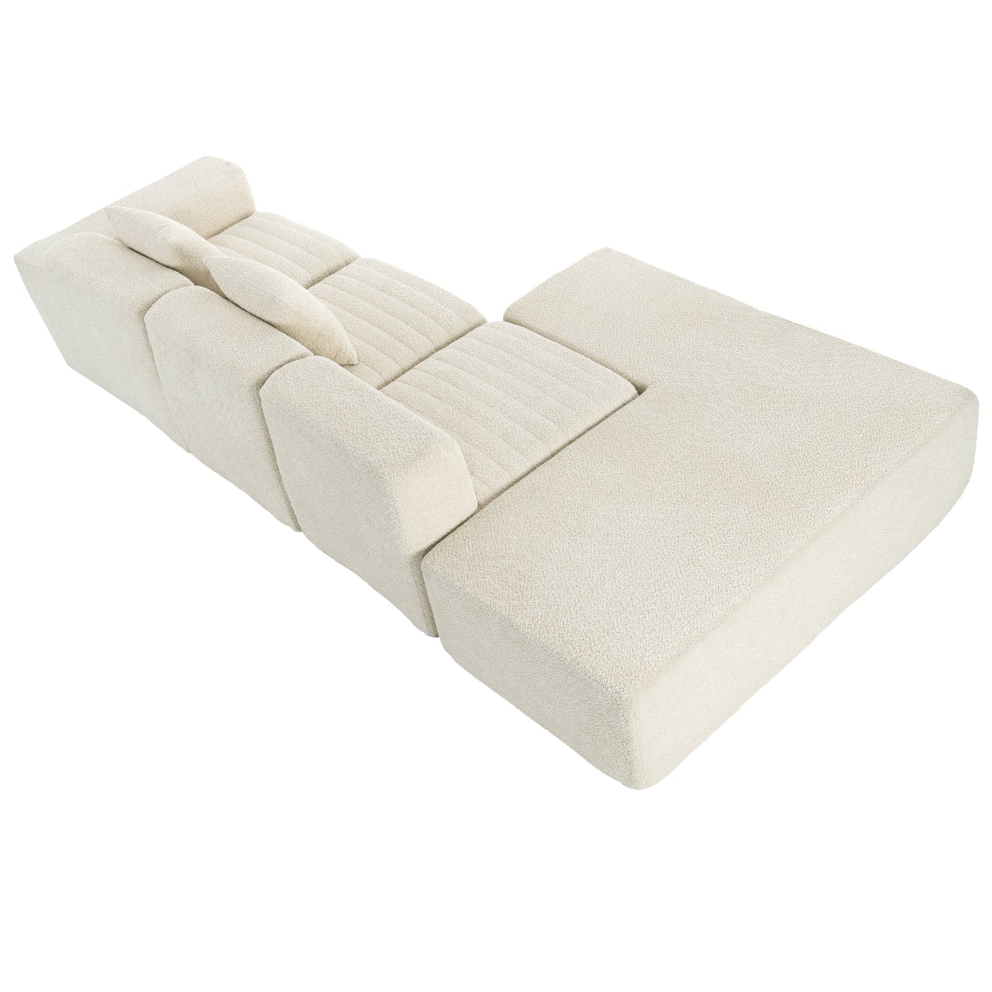 116.5" Sectional Sofa Full-Compressed Sofa Couch Free-Combined Sofa for Living Room, Beige