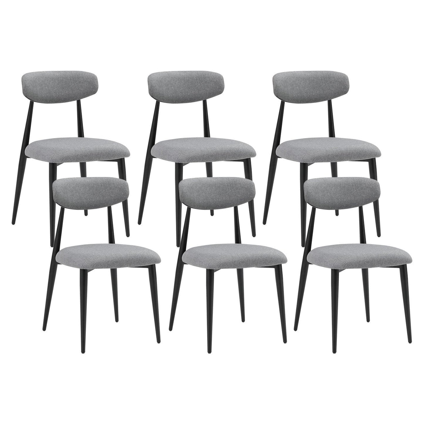 (Set of 6) Dining Chairs, Upholstered Chairs With Metal Legs for Kitchen Dining Room,Grey