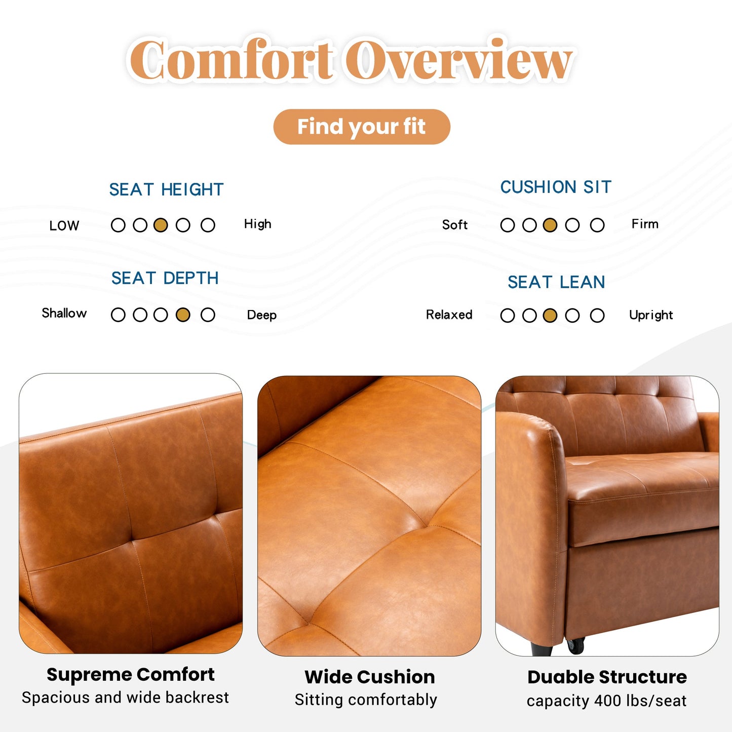 51" Convertible Sleeper Bed, Adjustable Oversized Armchair With Dual USB Ports for Small Space