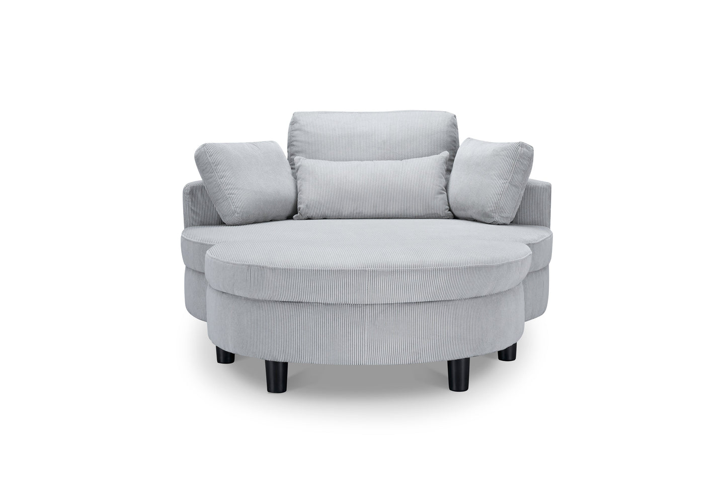 51-Inch Gray Corduroy Sofa With Two Throw Pillows and a Waist Pillow With an Extra Tray for Comfortable Seating