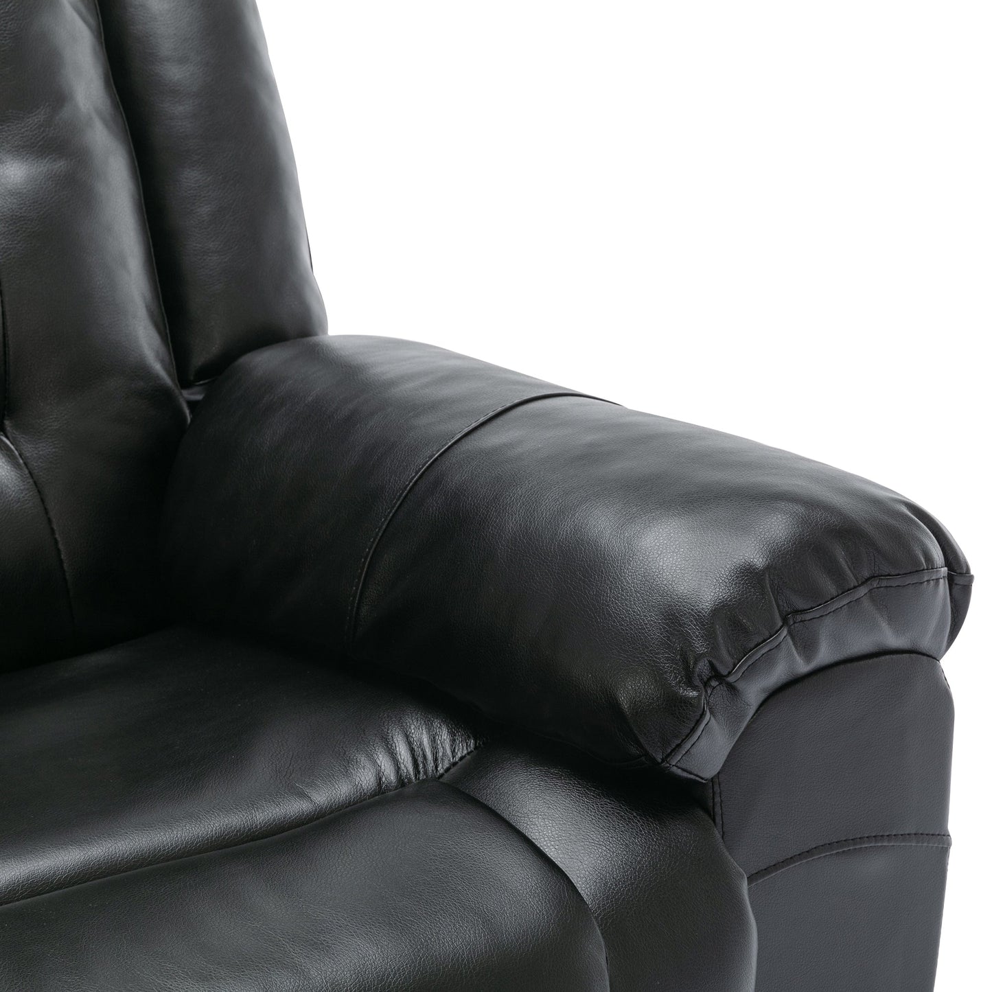2 Seater Home Theater Recliner Manual Recliner Chair With a Storage Box and Two Cup Holders for Living Room,Bedroom, Black