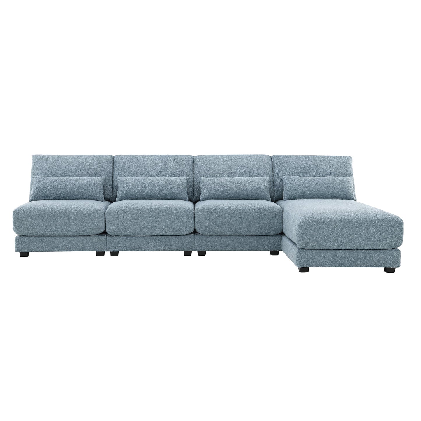 120*61" Oversized Deep Seat Sectional Sofa With Reversible Chaise,Loop Yarn Fabric 5-Seat Armless Indoor Furniture