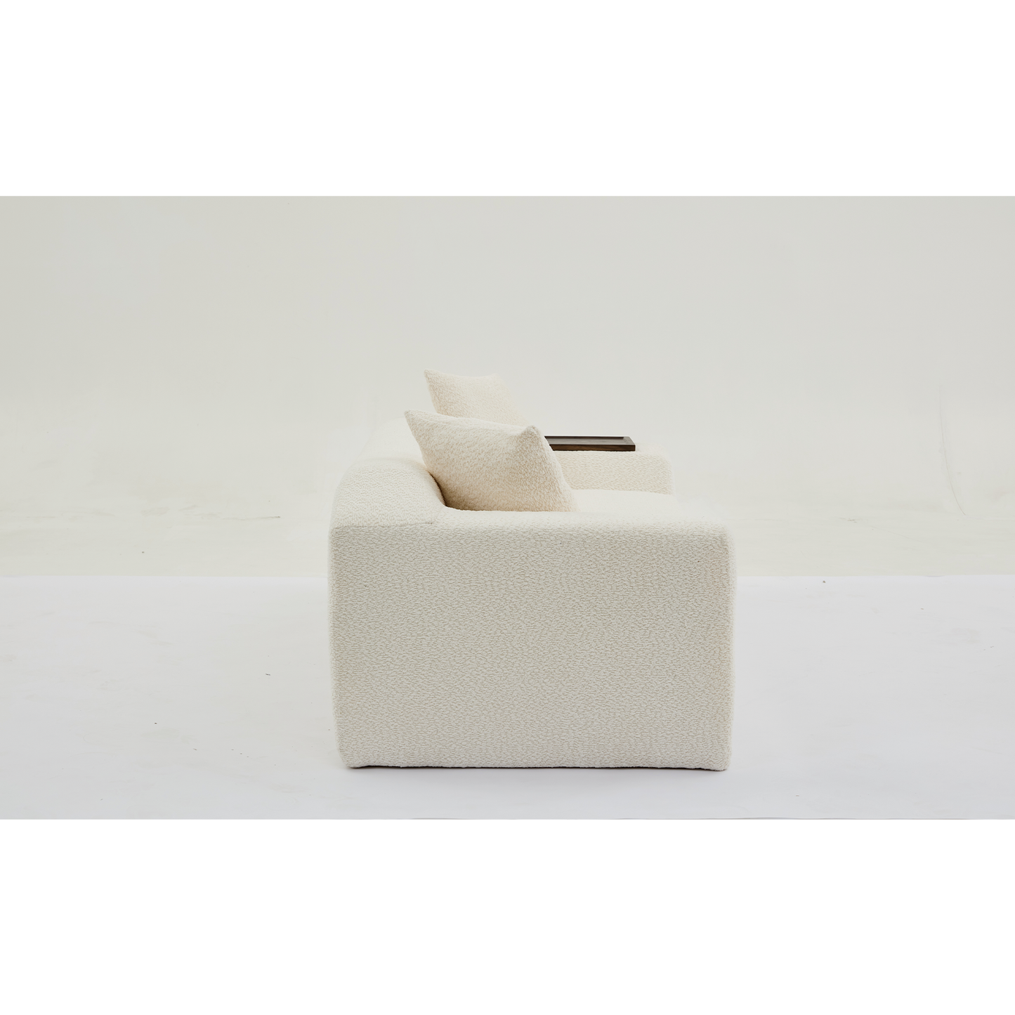 2 Piece Boucle Cloud Sofa Set, Upholstered Sofa Set, Modern 3 Seater and 2 Seater Sofa With MDF End Table for Living Room