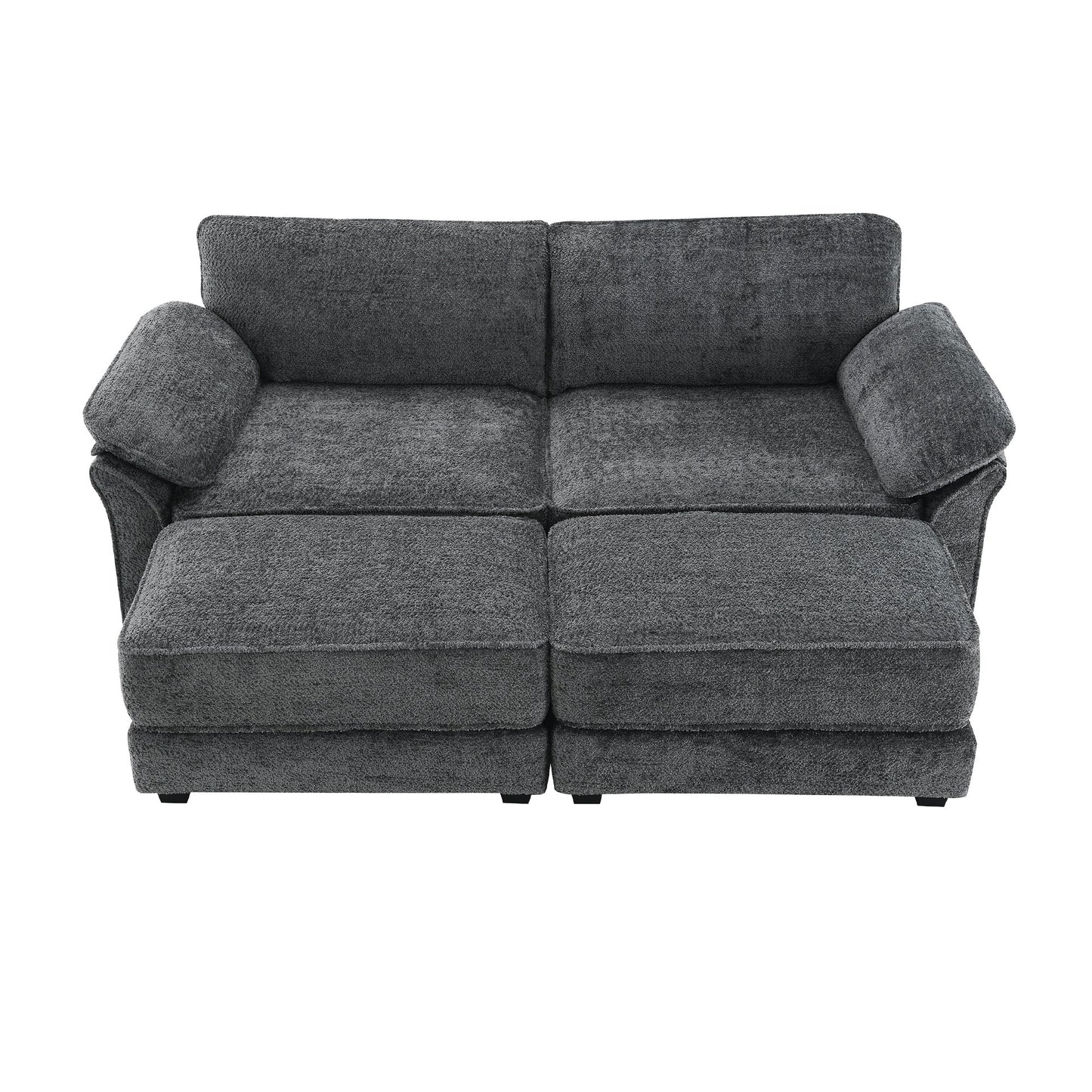 Free Combination Modular Convertible Sectional Sofa Bed Set, 4 Seat Upholstered Sleeper Corner Couch, Deep-Seat Loveseat