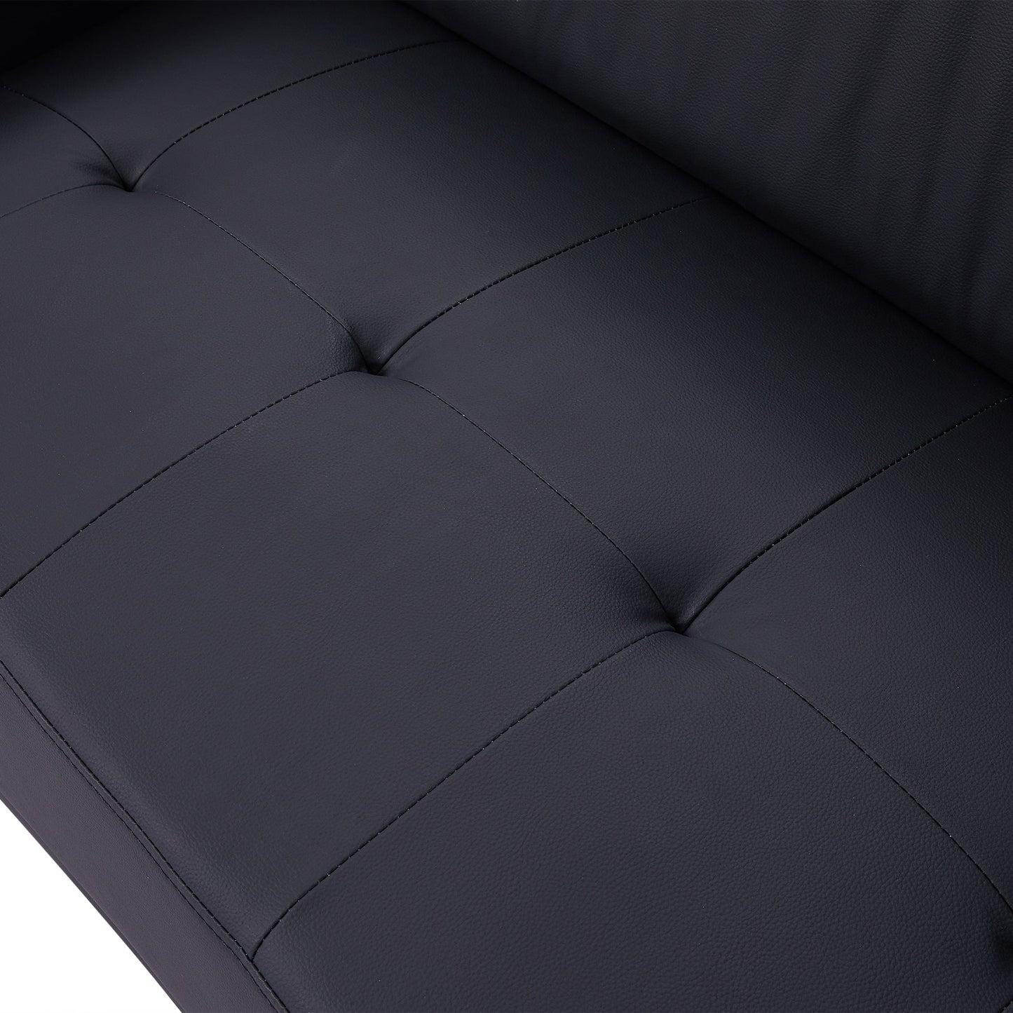 107" Contemporary Sofa Stylish Sofa Couch With a Round Storage Ottoman and Three Removable Pillows for Living Room, Black