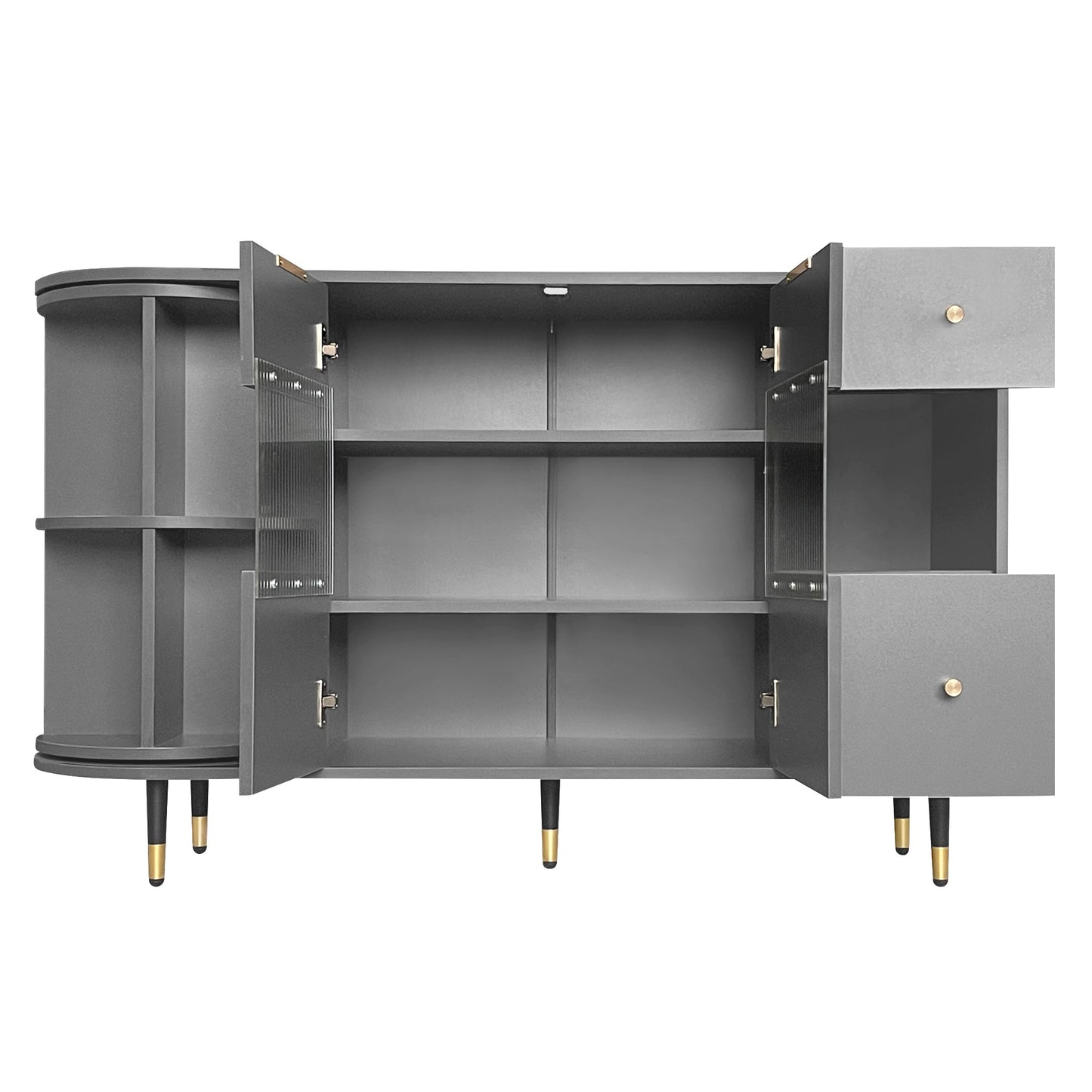 Rotating Storage Cabinet With 2 Doors and 2 Drawers, Suitable for Living Room, Study, and Balcony