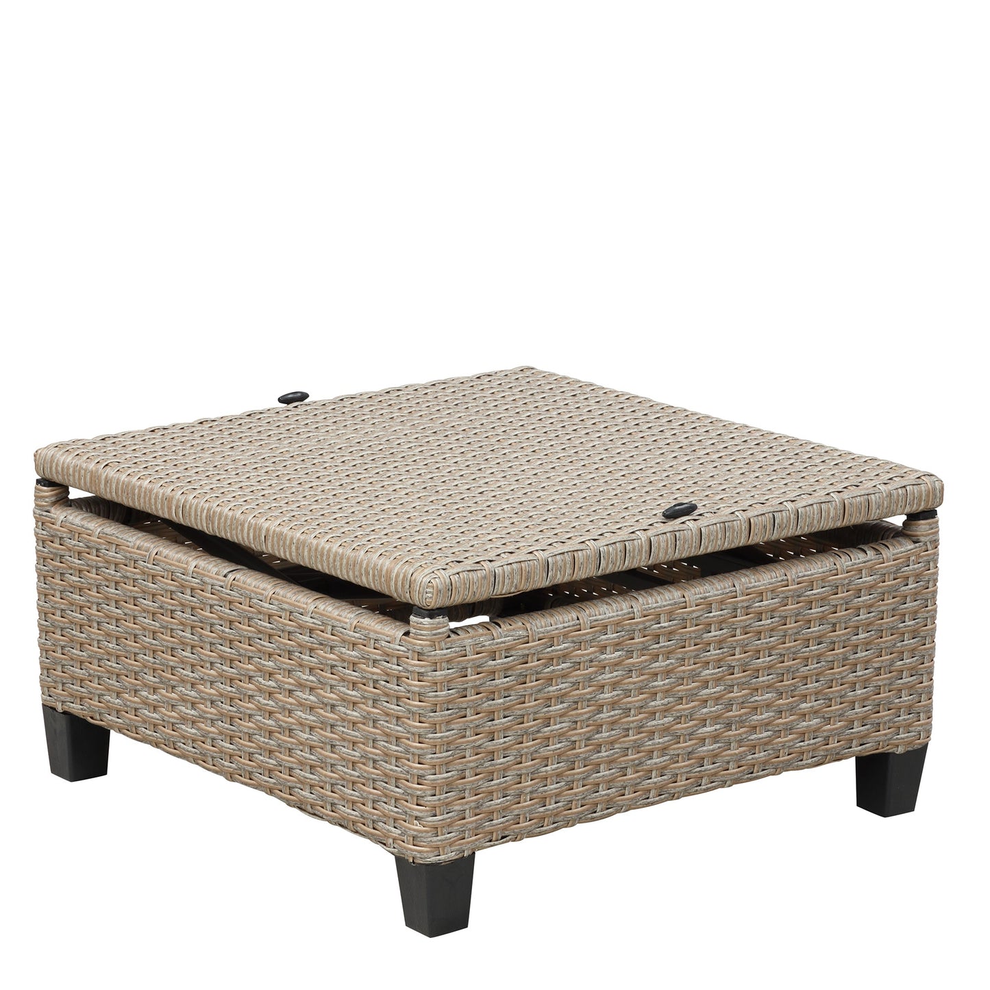 4 Piece UV-Proof Resin Wicker Patio Sofa Set With Retractable Canopy, Cushions and Lifting Table,Brown