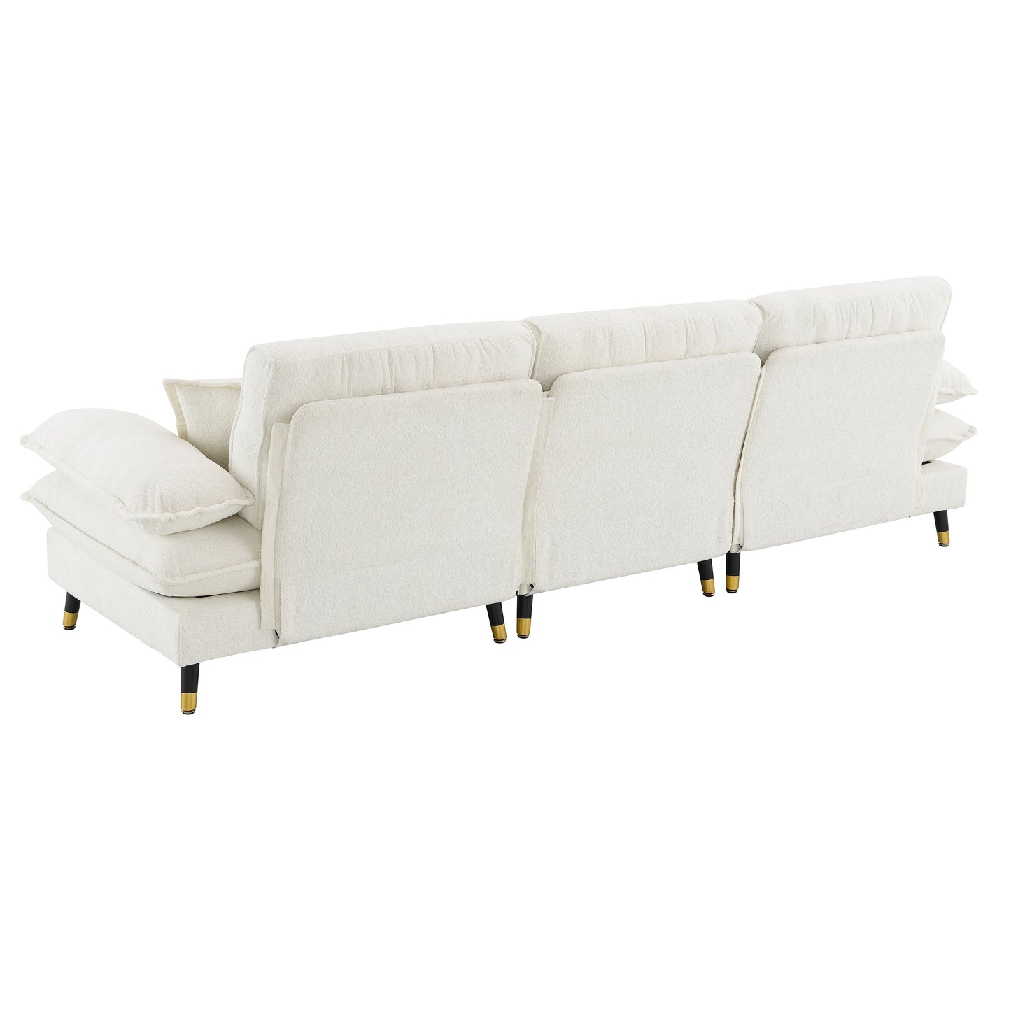 106*66.5" L Shaped Convertible Sectional Sofa,4 Seat Tufted Couch Set With Two-Tone Adjust Legs,Cloud Chenille Fabric