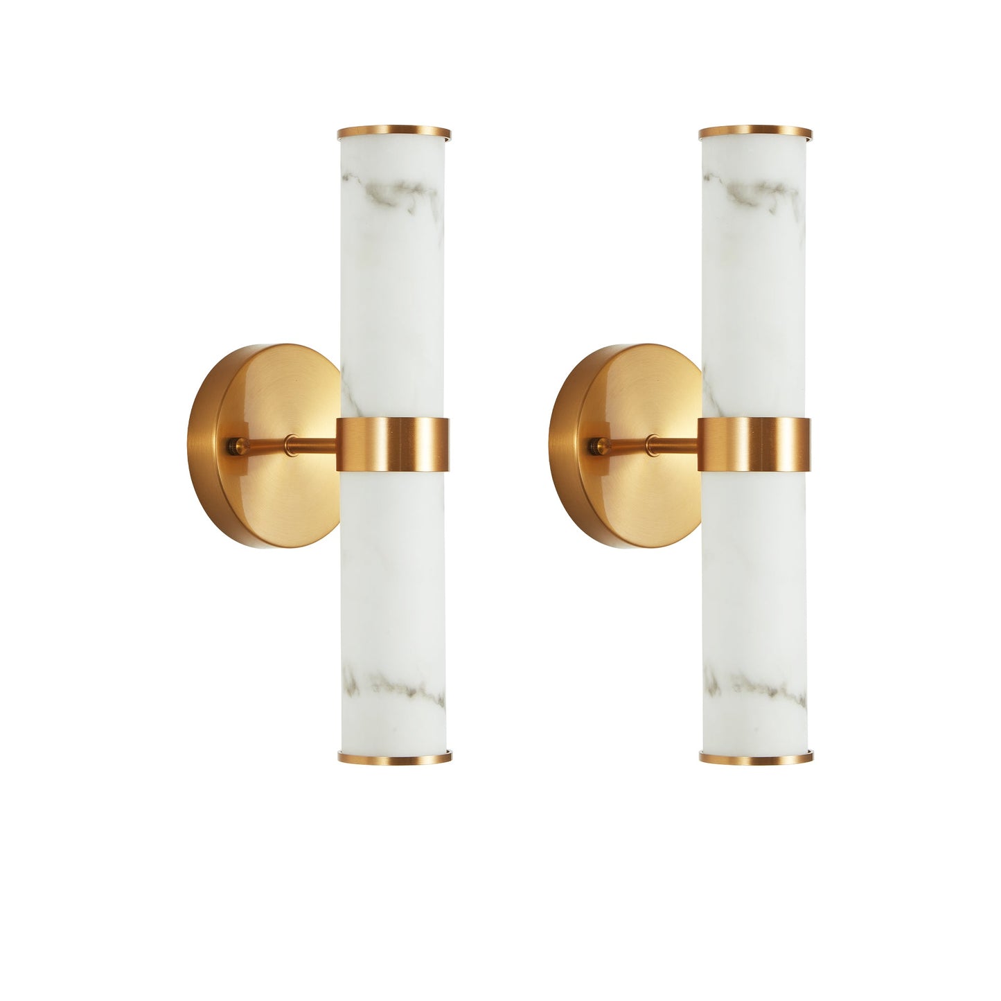 Golden and Elegant Resin Wall Sconce,Set of 2,Modern Vertical Light Fixture for Bathrooms, Hallways, and Bedrooms