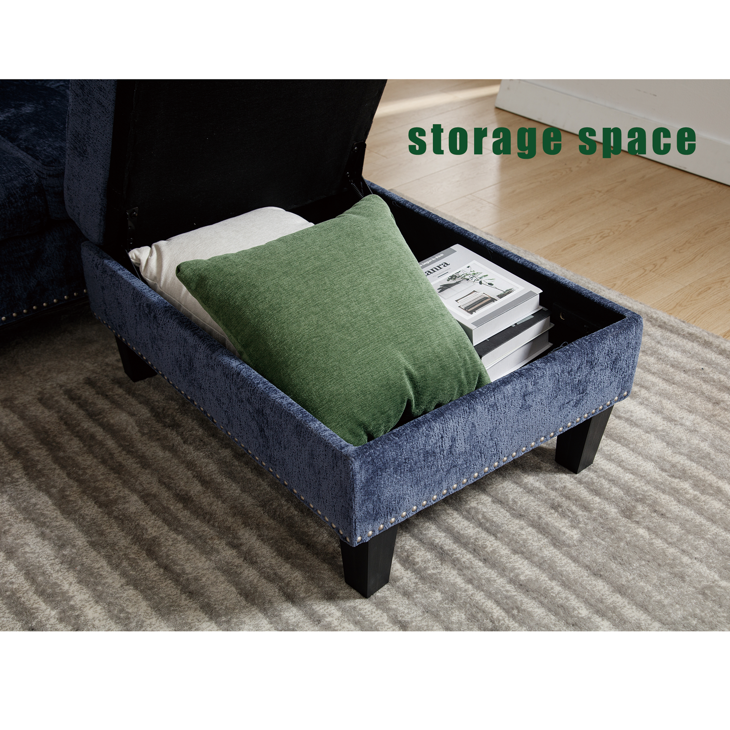 5 Seat Modular Sofa,with Storage Ottoman, Convertible Sectional Sofa, L Shaped Couch , Reversible Chaise ,Riveted Sofa