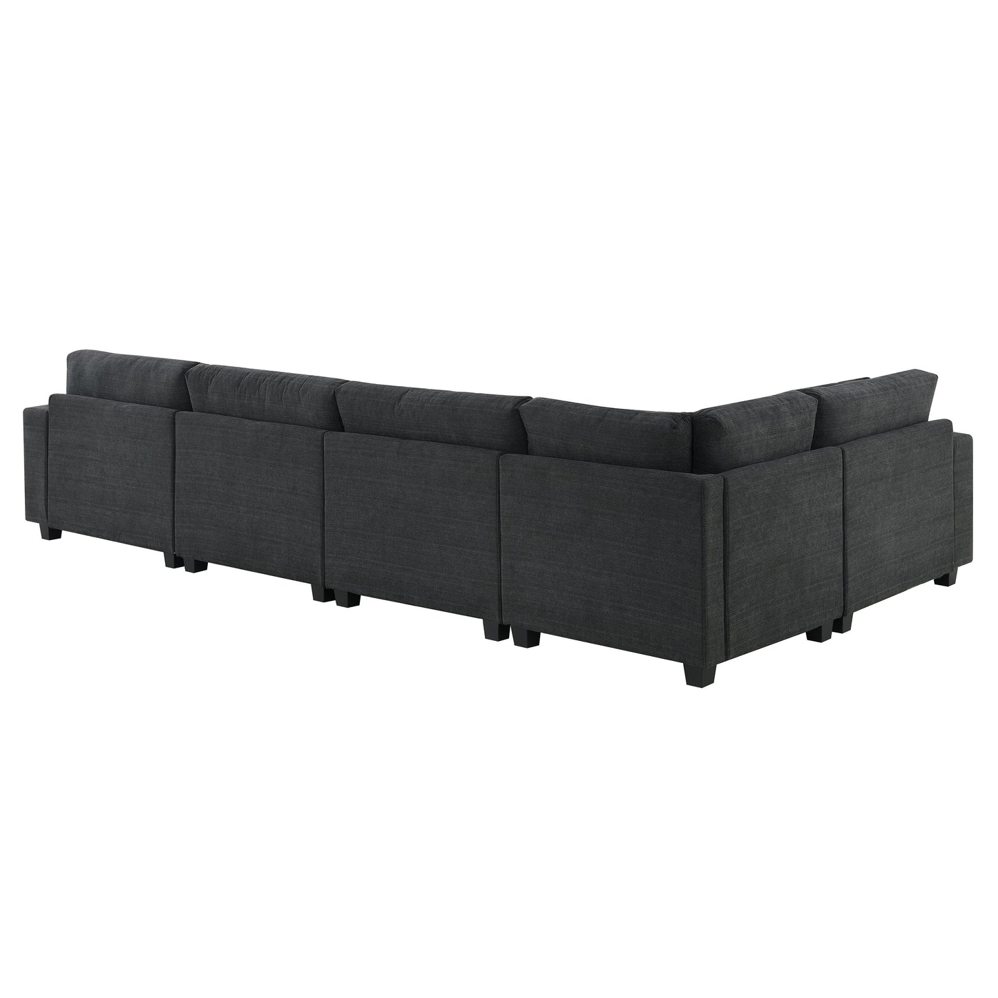 128*67" U Shaped Sectional Sofa,6 Seat Chenille Couch Set With Oversized Ottoman,Hidden Armrest Storage and Cup Holders