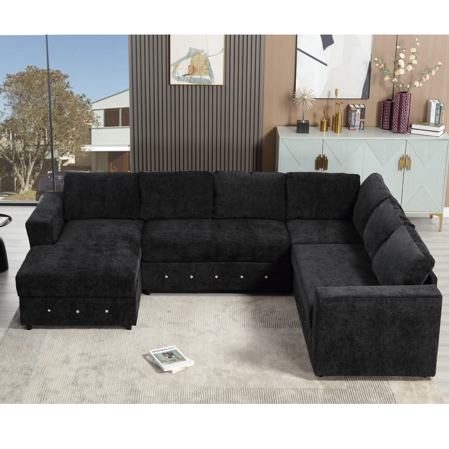110.75" Sectional Sofa,Oversized Modular Sofa,Chaise Storage, Modern U Shaped Couch , Upholstered Sofas,Chenille