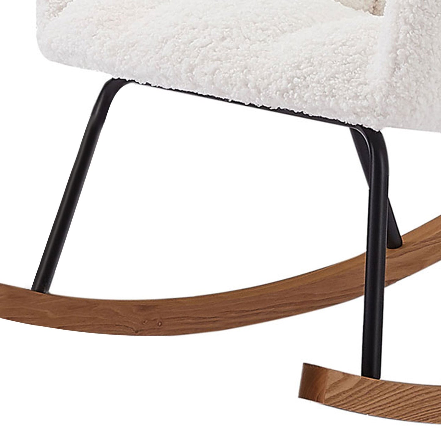 Comfy Upholstered Lounge Chair Rocking Chair With High Backrest, for Nursing Baby, Reading, Napping OFF WHITE