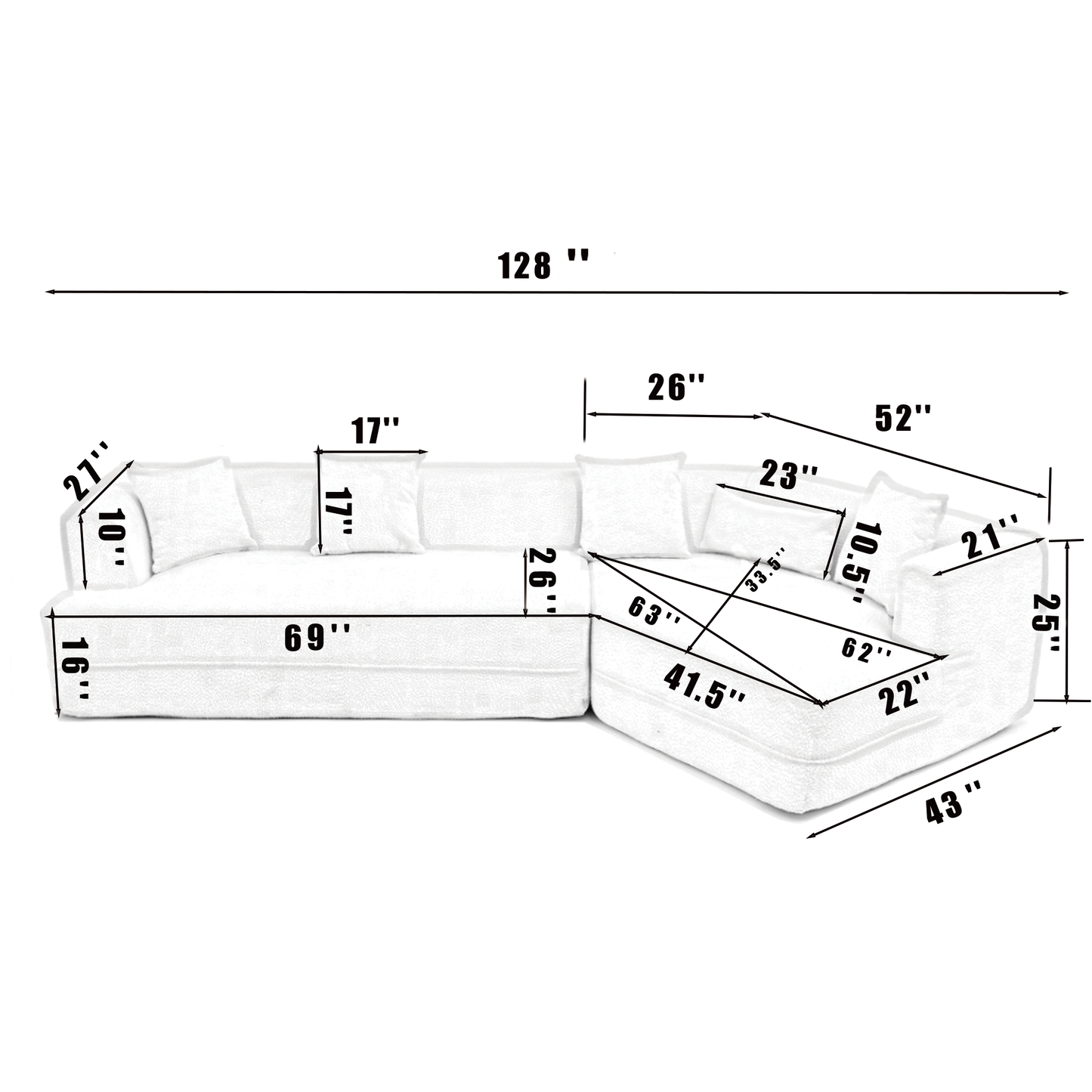Modular Sofa , Modern Minimalist Style Sofa, Upholstered , Free Combination, Round Fiber Fabric, Anti-Wrinkle Fabric