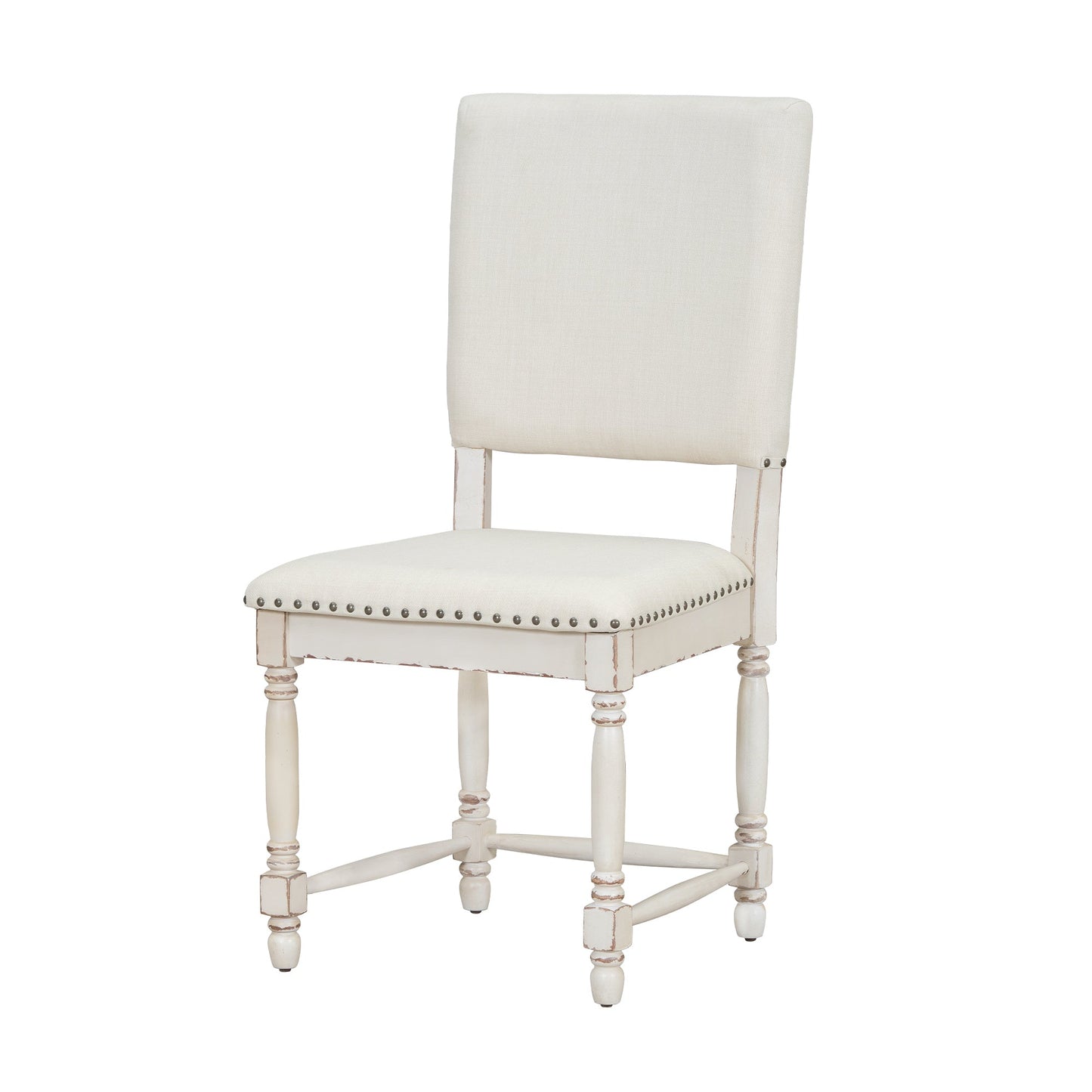 Vintage Traditional 2-Piece Upholstered Dining Chairs With Padded Backs, Cream