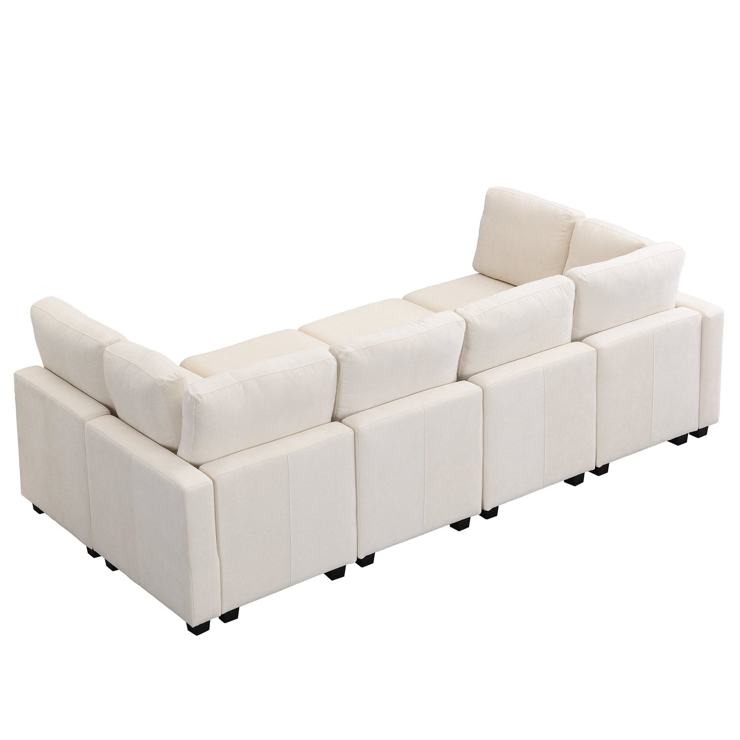103" Sectional Sofa Couch Sofa Bed U-Shaped Sofa With Two Movable Ottoman and Three USB Ports for Living Room, Beige