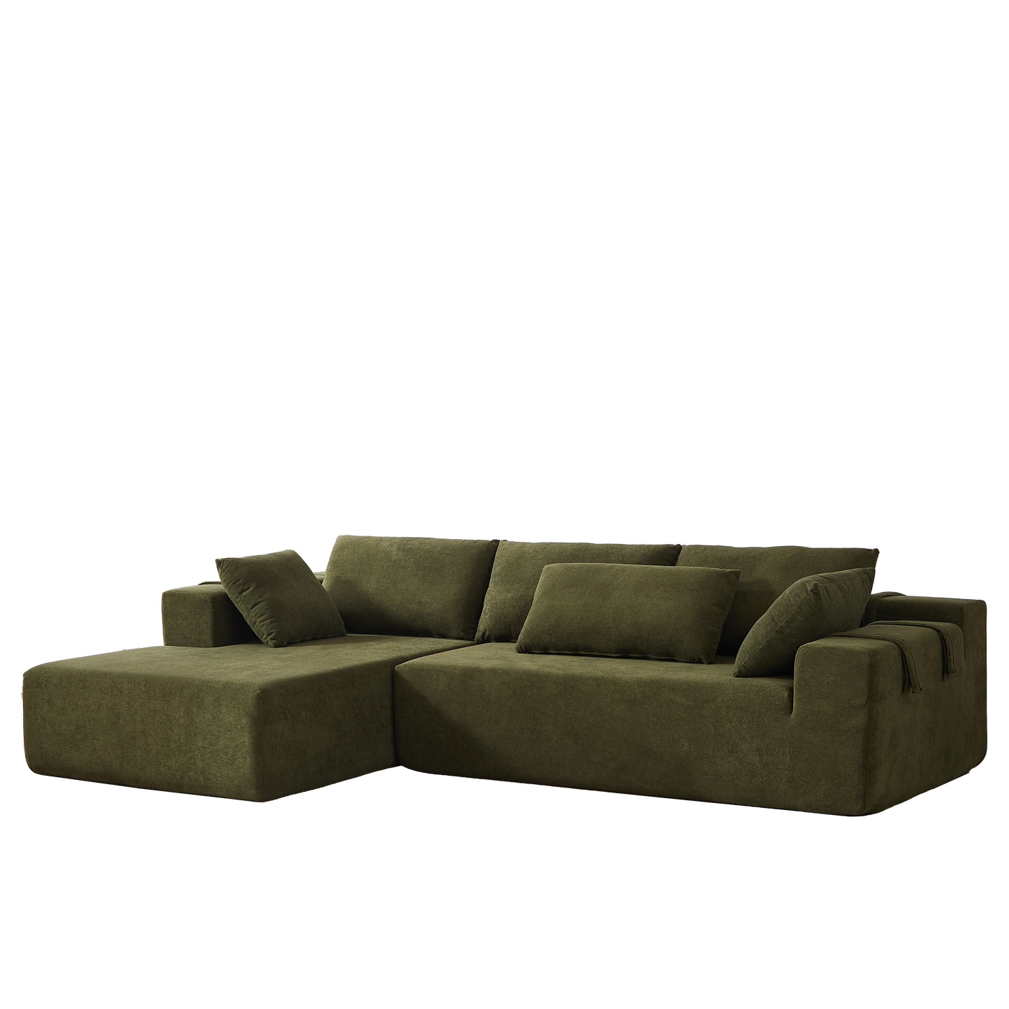 Modern Chenille Upholstered Sectional Sofa Couch Set,Modular 108" L Shaped Sectional Living Room Sofa Set With 6 Pillows