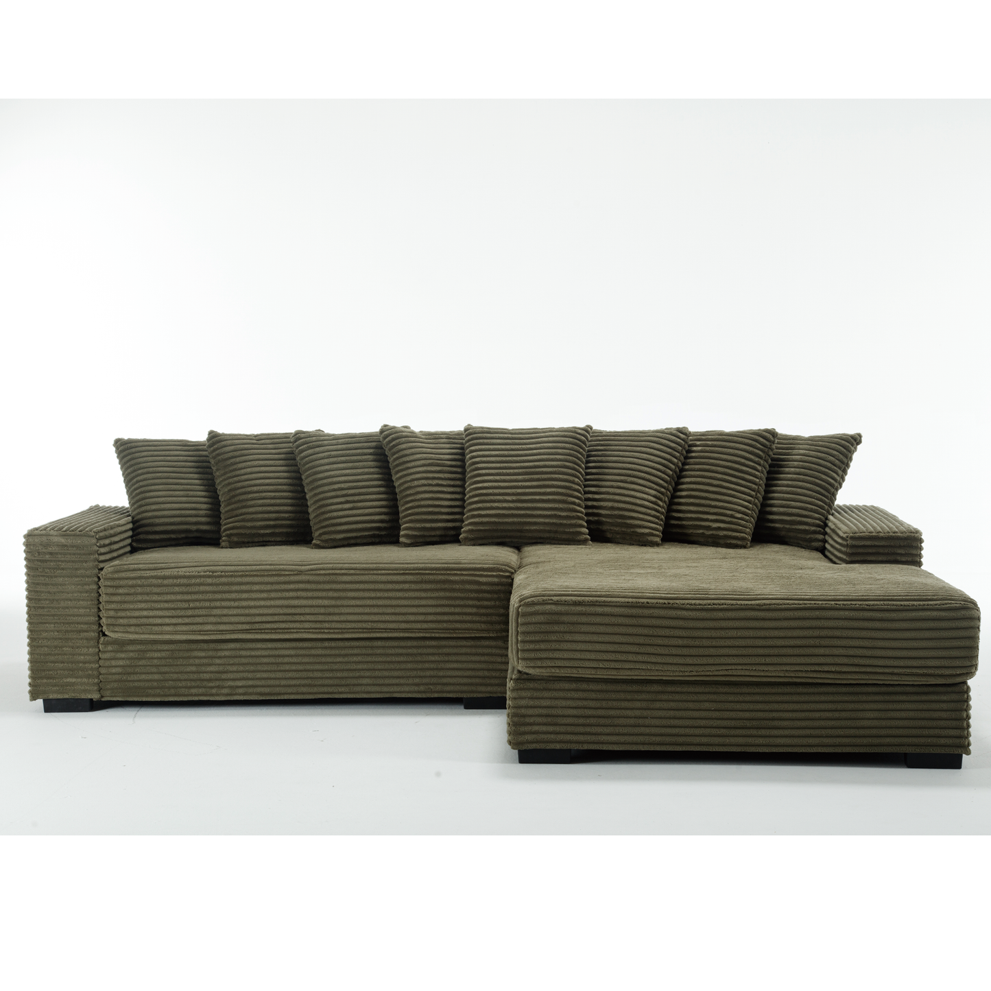 Oversized Two-Piece Couches, L Shaped Sofa, Corduroy, Right Chaise Daybed,with Armrests,Eight Throw Pillows,Corner Sofa