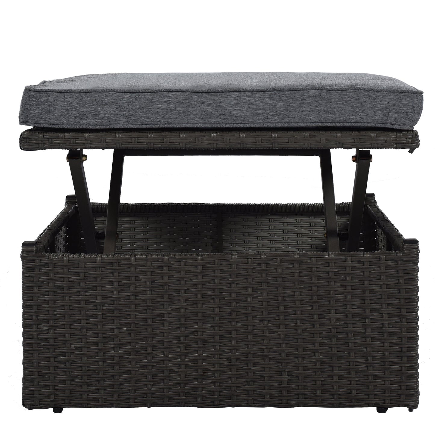 Outdoor Patio Rectangle Daybed With Retractable Canopy, Wicker Furniture Sectional Seating With Washable Cushions