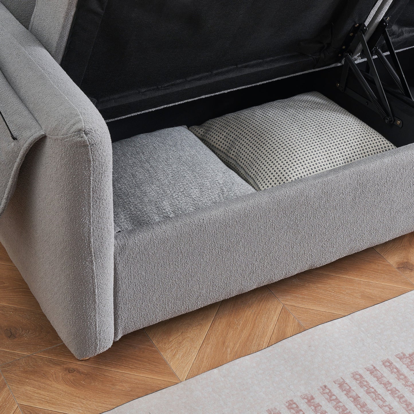 79.50 Inches Long, Teddy Cotton Linen Sofa Fabric, With Metal Conical Long Legs, Metal Strip Matching, Stylish
